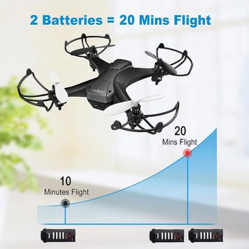 Tech Rc Mini Drohne mit HD Kamera FPV RC Drone mit 2 Akkus 2.4Ghz Drohne (HD, mit Ferngesteuerte Quadrocopter Anfänger APP Steuerung Foto Live Video)