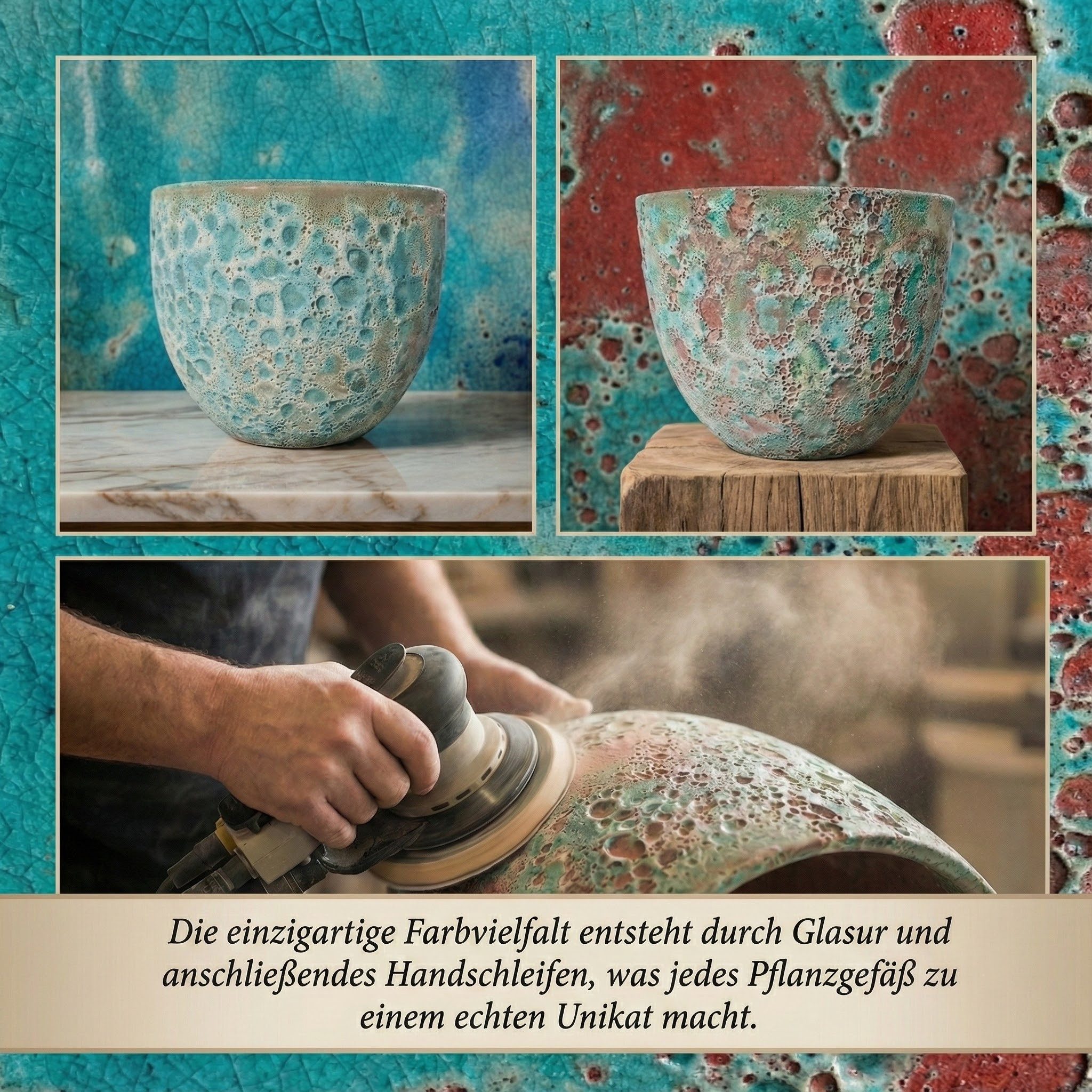 Teramico Blumentopf Pflanzgefäß "Egg Pot" Lava Grün – Ø 21 bis 38 cm (1 St), Frostfest, UV-Fest – Bild 4 von 5