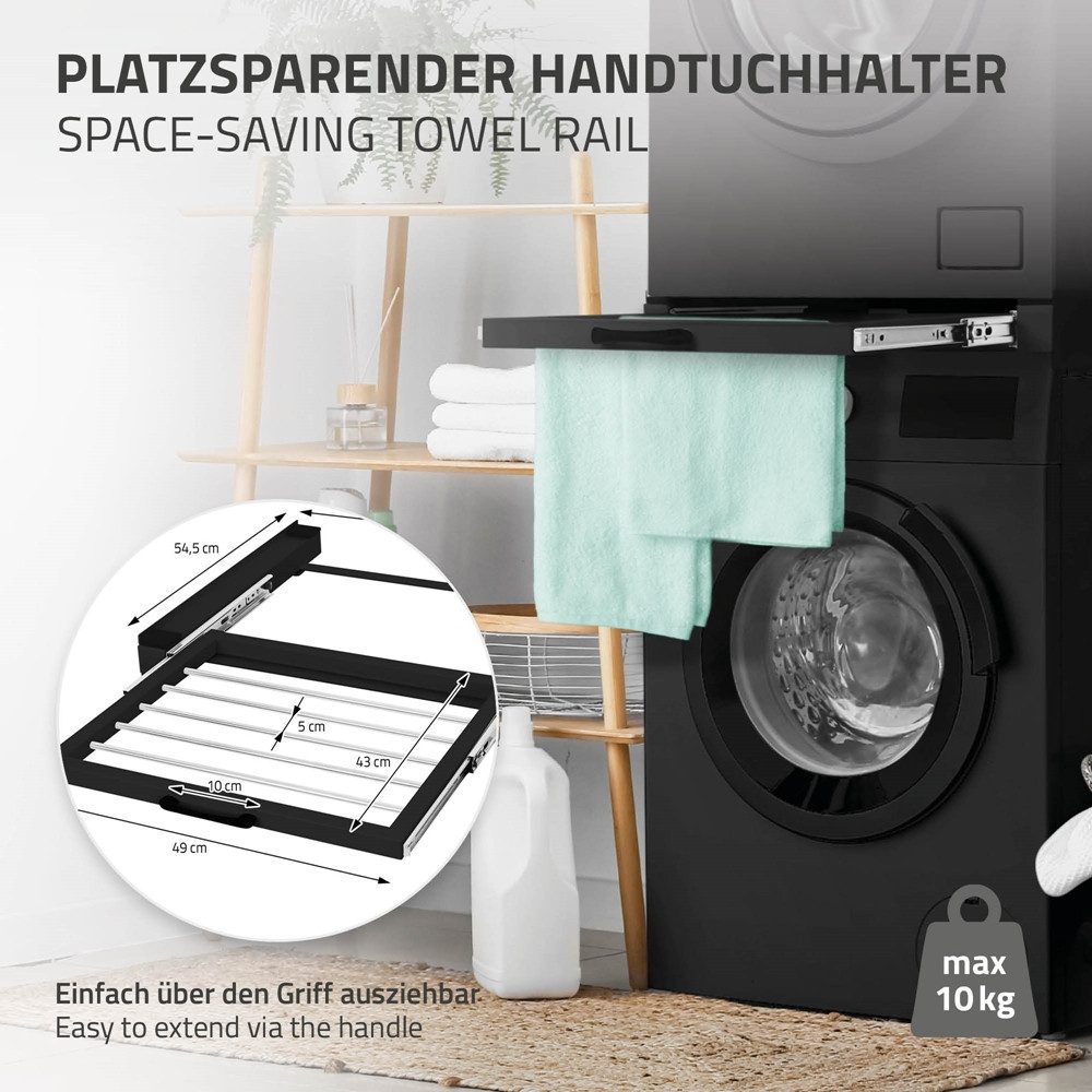 ML-DESIGN Zwischenbaurahmen Waschmaschinenzubehör Stapelrahmen Verbindungrahmen für Trockner (1-St), Waschmaschinen Zwischenbausatz mit Wäscheleine 60,5x54x7,5cm Stahl
