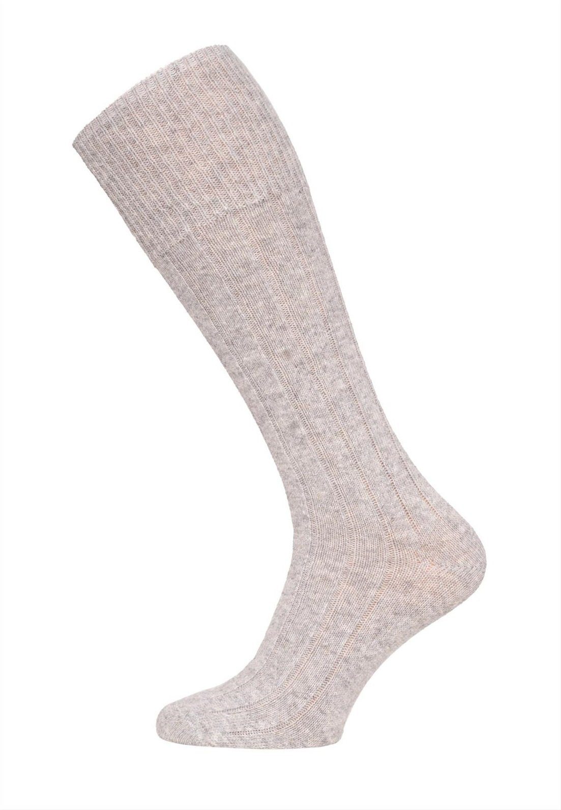 HomeOfSocks Kniestrümpfe Luxuriöse (Merinowolle und Kaschmir) grau - 1 Paar