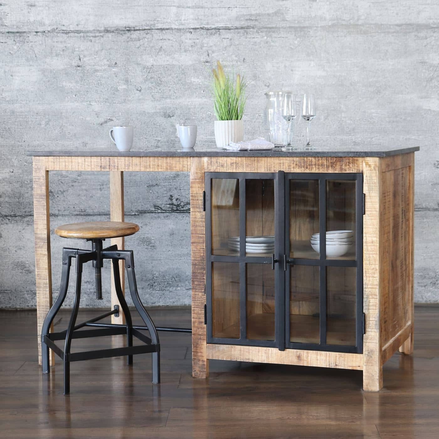 baario Küchentisch Kücheninsel BUZET Marmor, massiv Küchenarbeitstisch Industrial Vintage Design Küchenblock