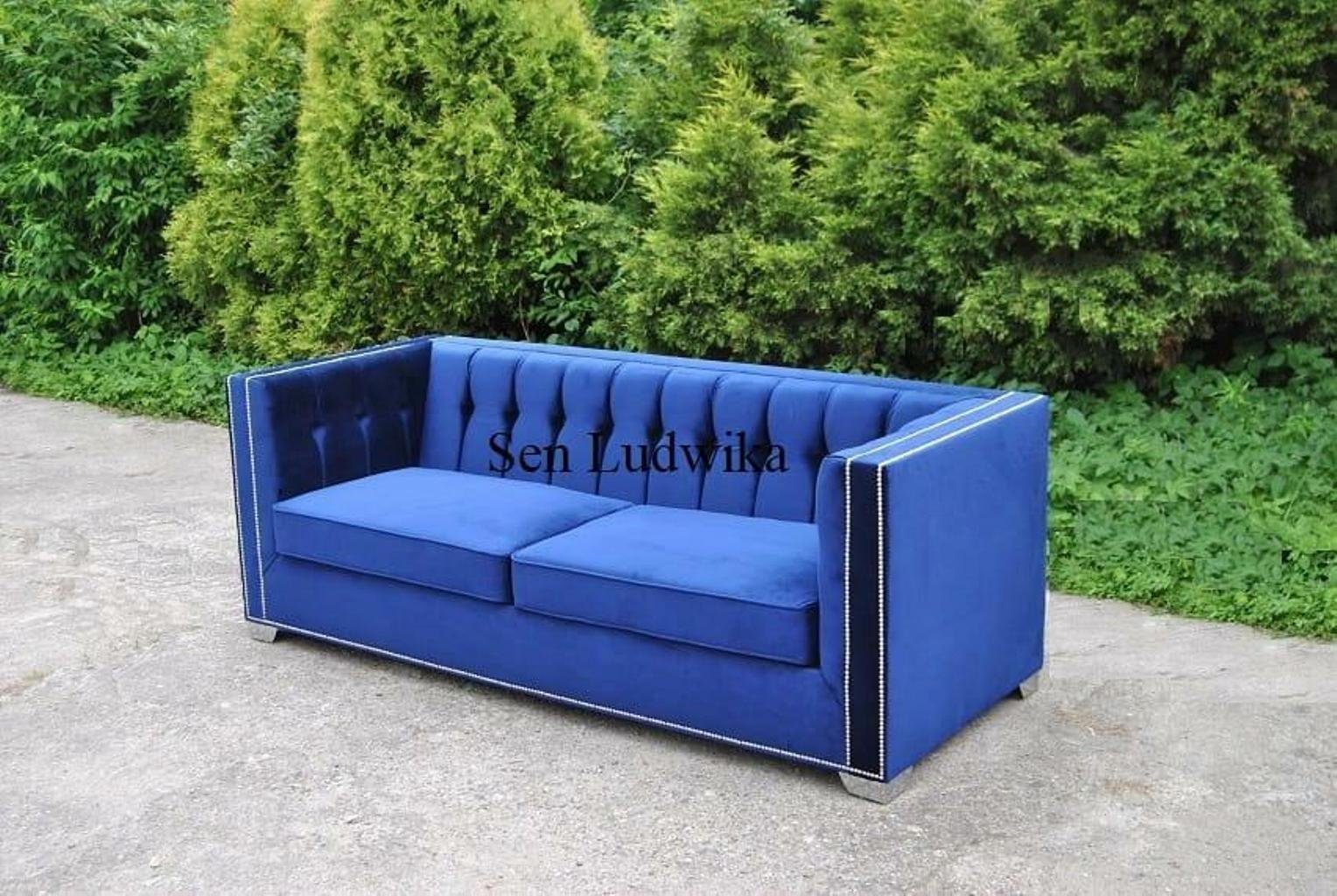 JVmoebel Chesterfield-Sofa, Dreisitzer Couch 3 Sitz Polster Sofa Textil Sofas