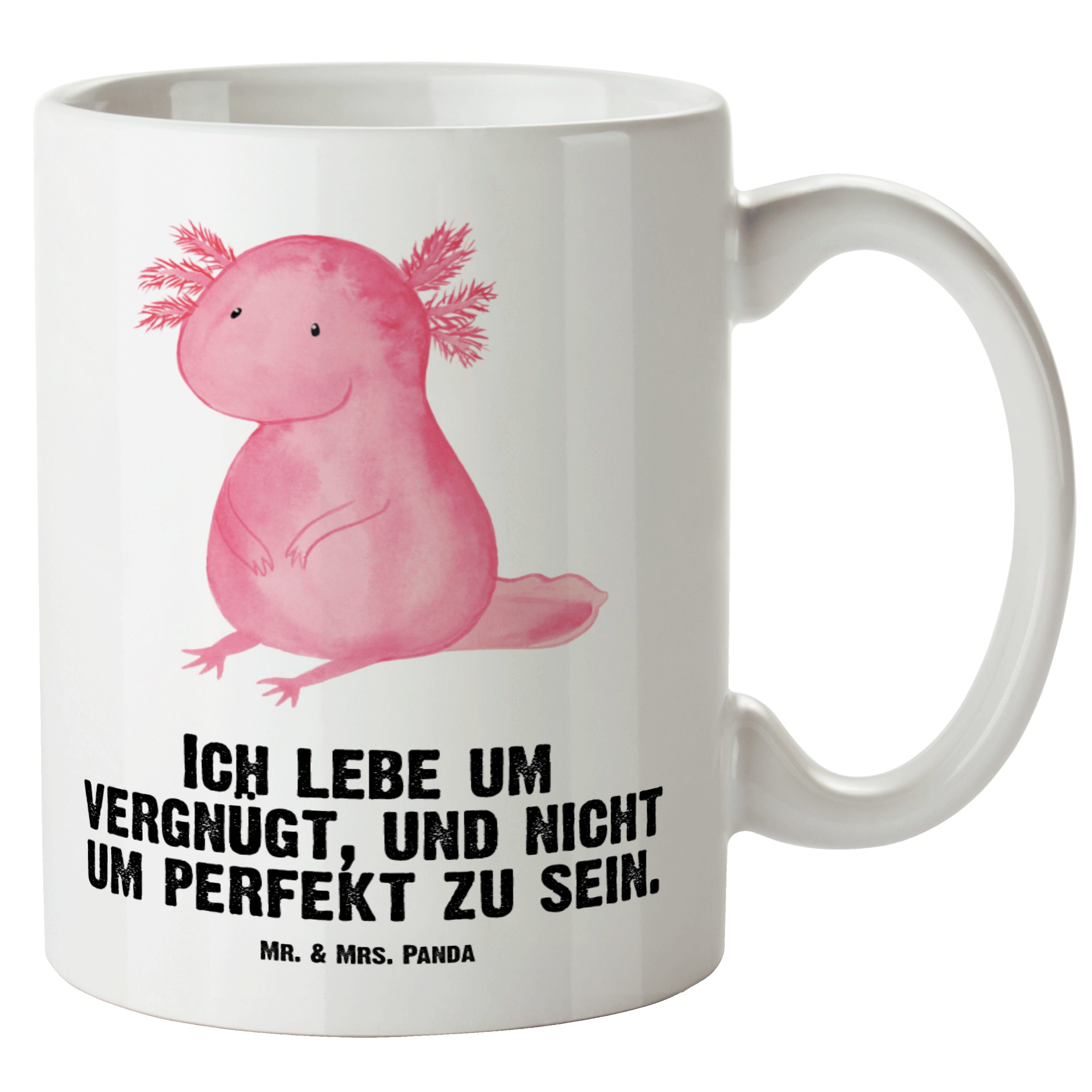 Mr. & Mrs. Panda Tasse Axolotl - Weiß - Geschenk, Weisheit, spülmaschinenfest, XL Tasse, Leb, XL Tasse Keramik