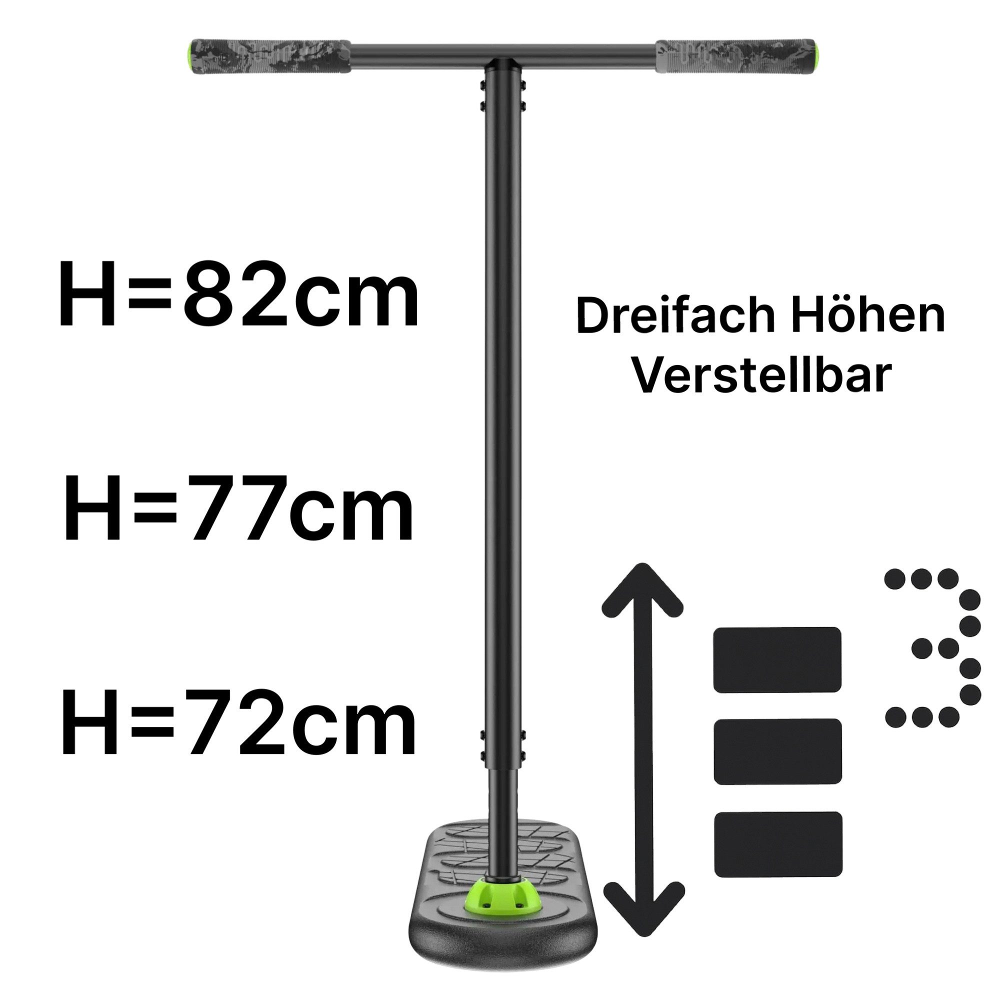 INDO Stuntscooter Indo Pro Fusion Trampolin Stunt-Scooter Trick Trainer H=72 bis 82cm