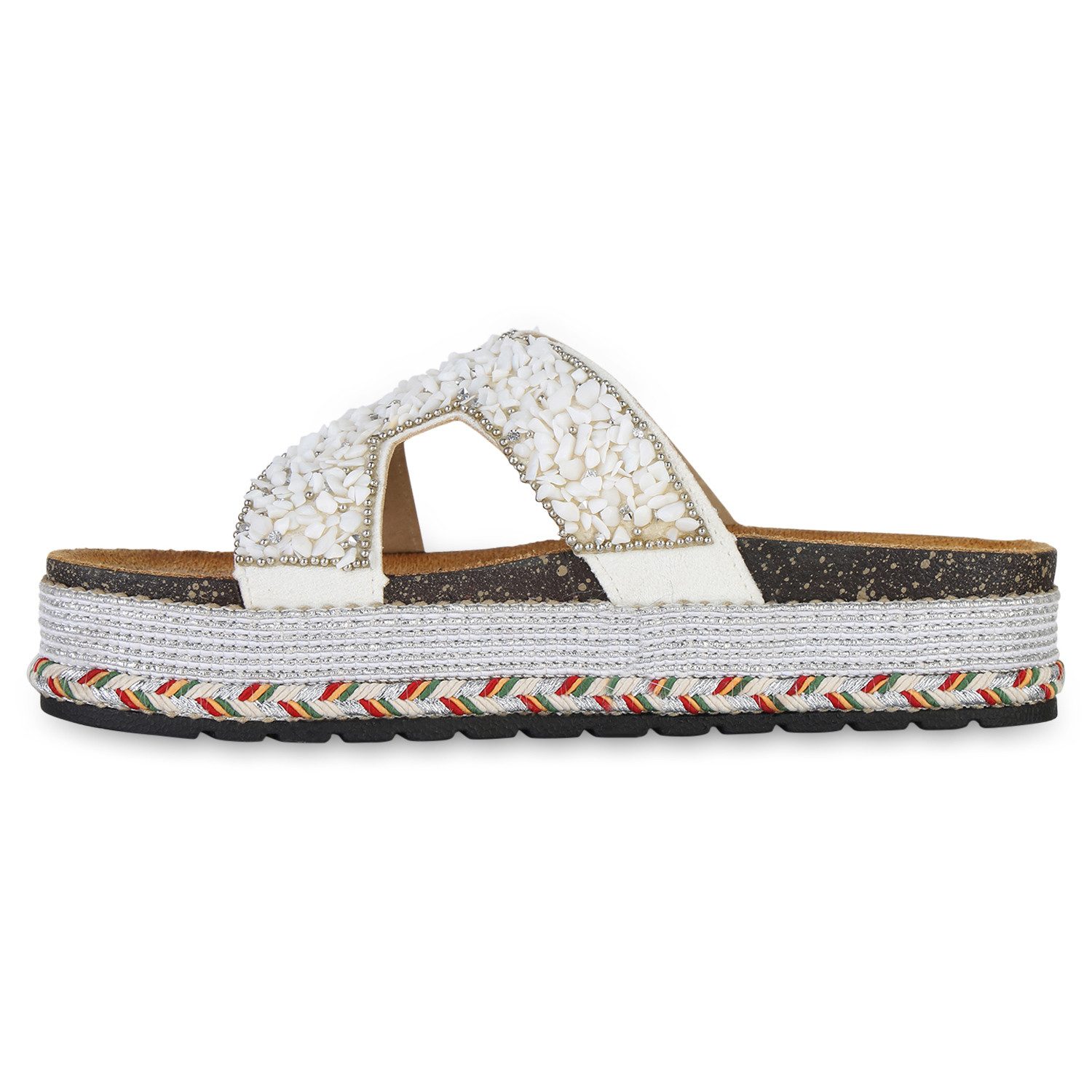VAN HILL 841547 Sandalette Damen Pantoletten Sandaletten Nieten Zierperlen günstig online kaufen