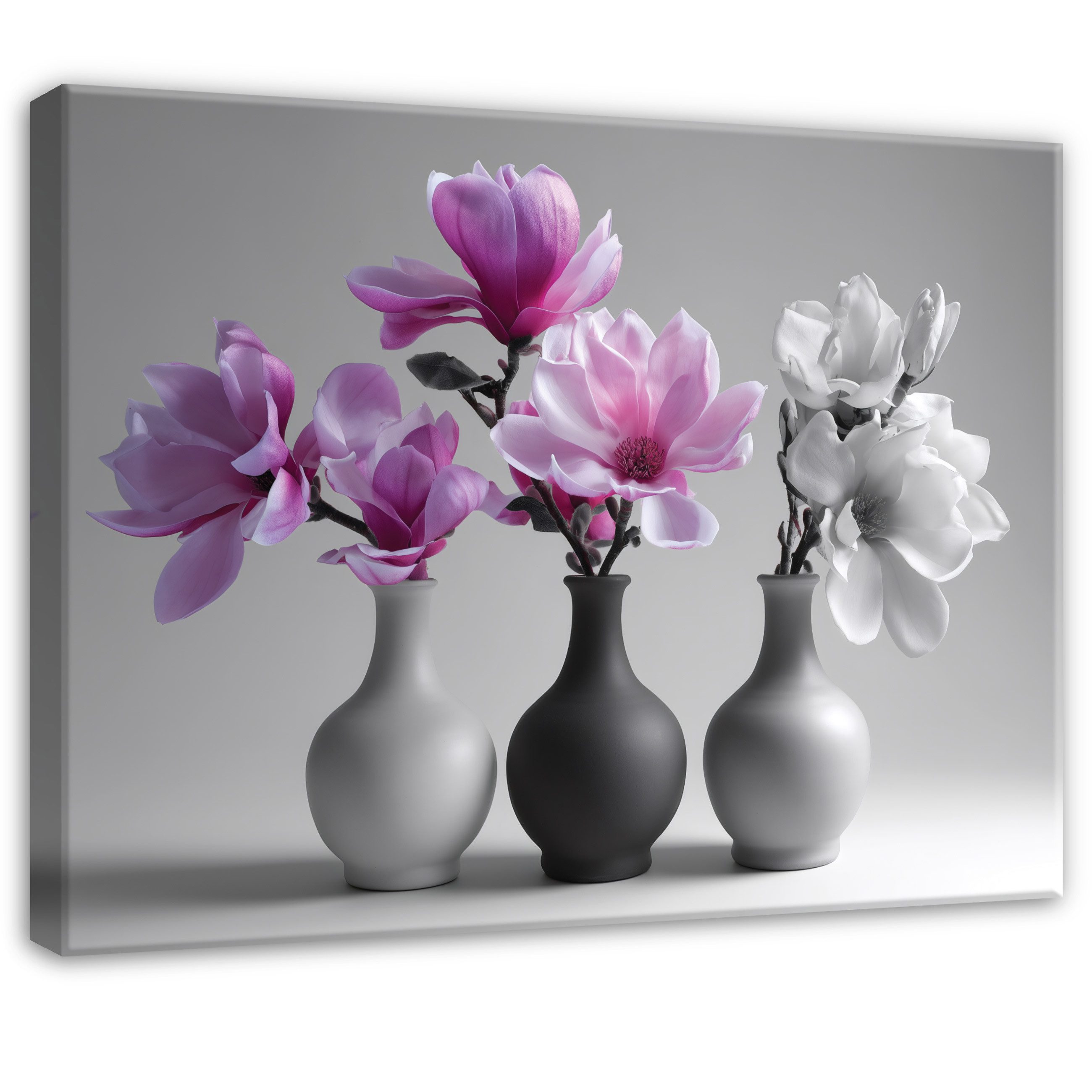 Wallarena Leinwandbild Blumen in der Vase Natur - Rosa - Elegant - Schlafzimmer, Blumen, 40x30x2cm