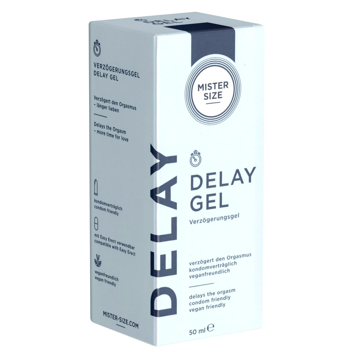 MISTER SIZE Verzögerungsmittel Delay Gel, Flasche mit 50ml, 1-tlg., Verzögerungsgel auf Wasserbasis