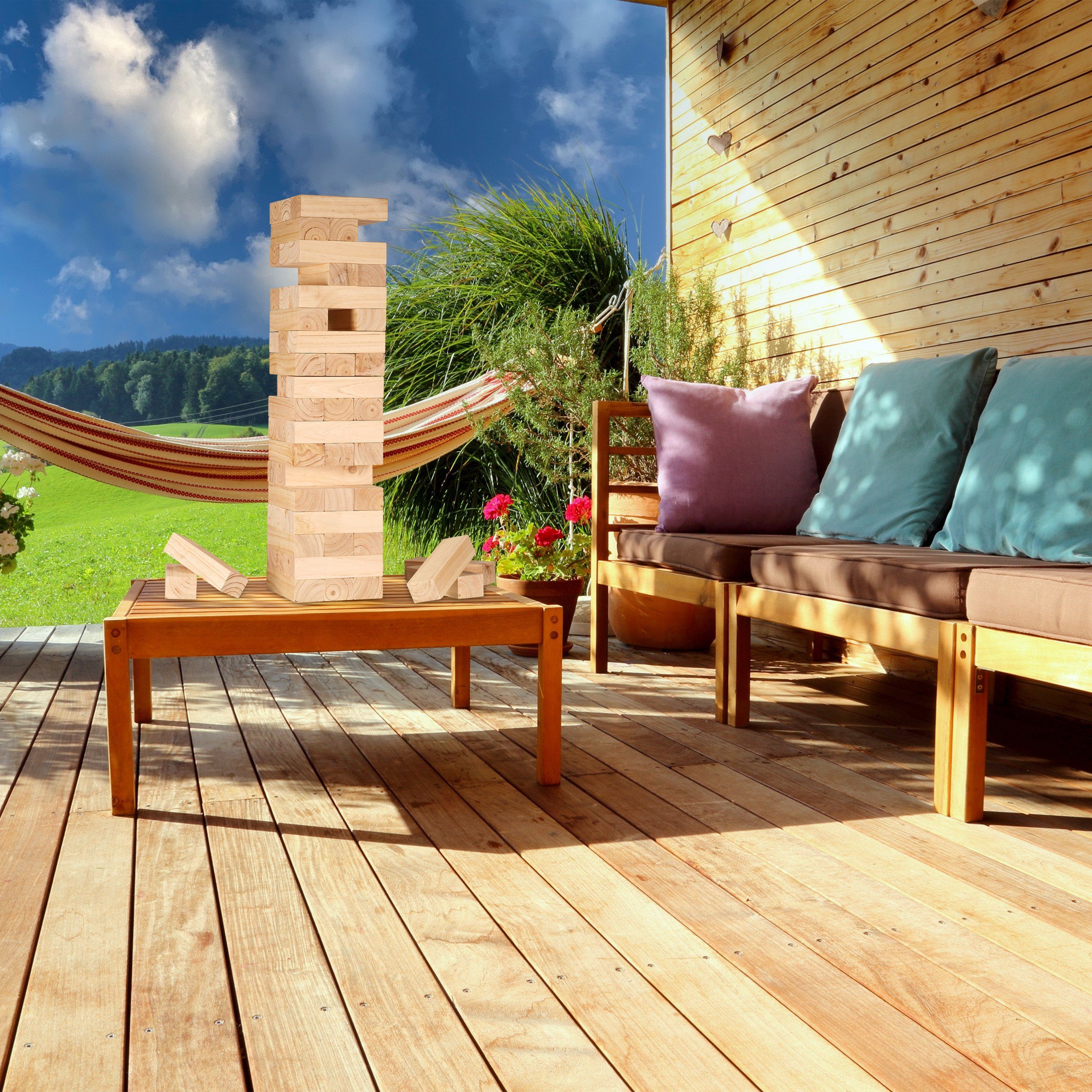 relaxdays Stapelspielzeug XXL Wackelturm Holz