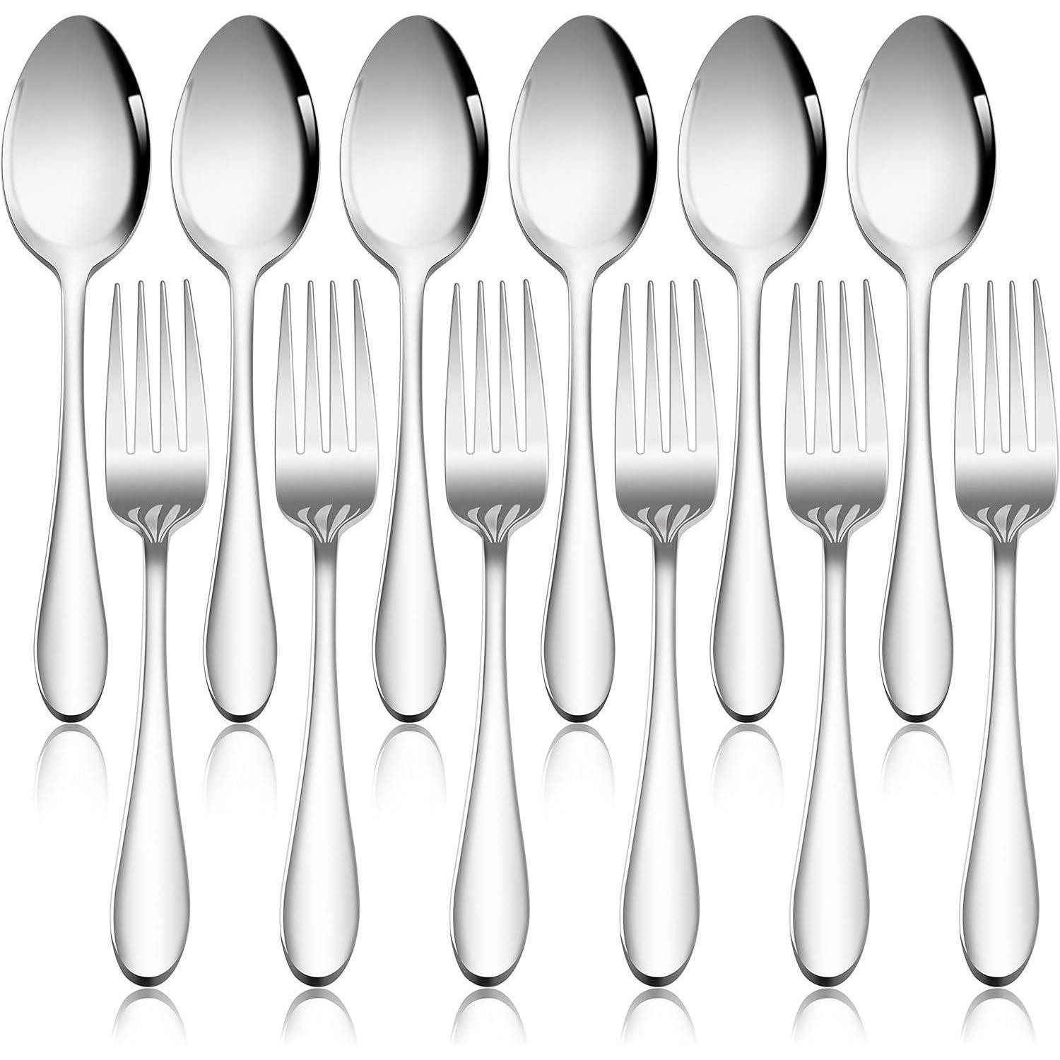 LuxusKollektion Besteck-Set Edelstahl Besteck Set 12-teilig Hochglanzpoliert Spülmaschinenfest