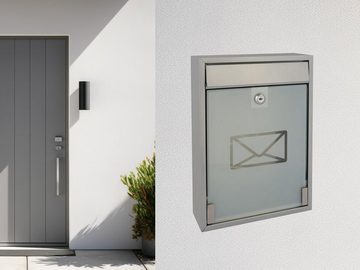 Setpoint Briefkasten, Postkasten mit 2 Schlüsseln & satinierter Dekor Glastür - Sichtfenster