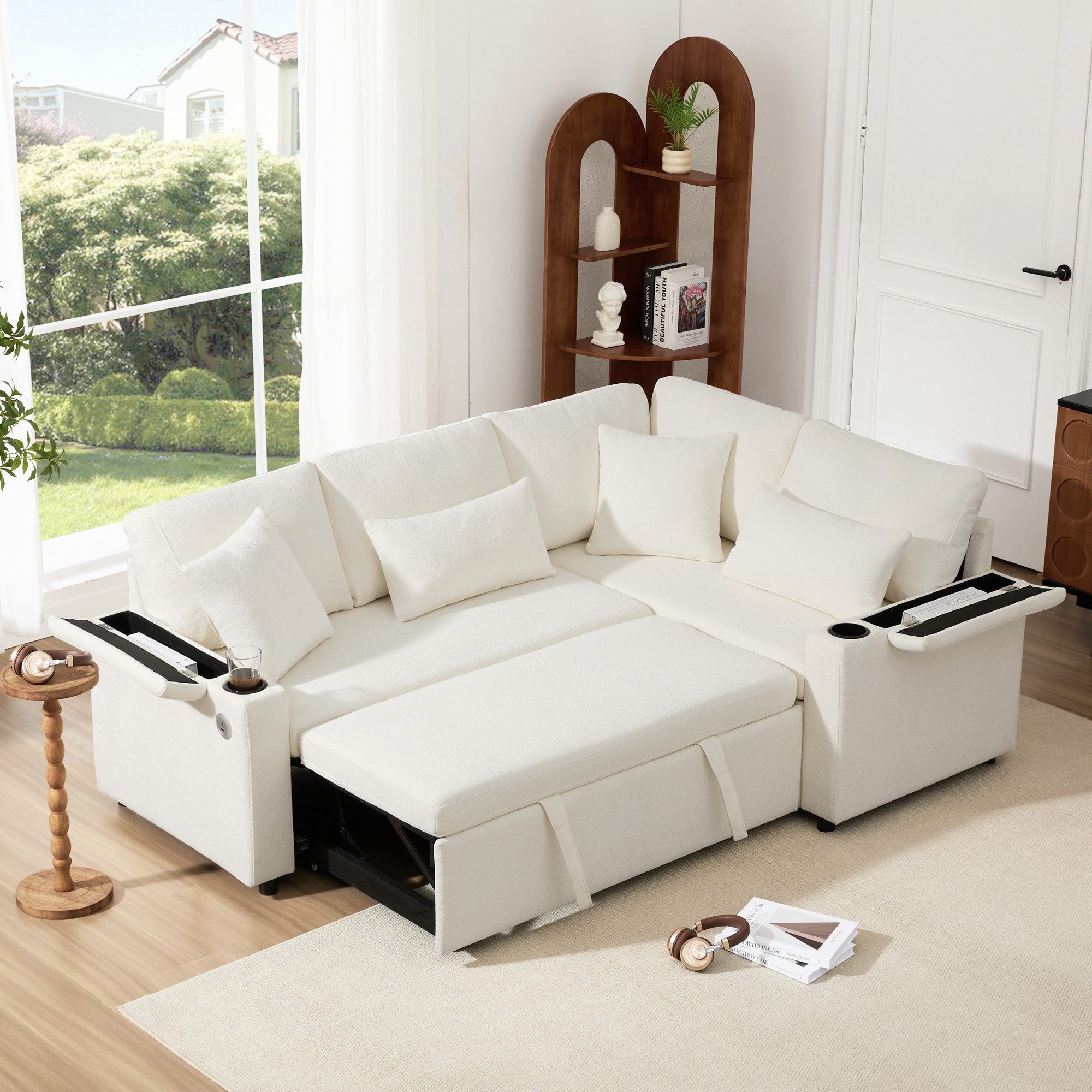 Merax Ecksofa L-förmiges ausziehbares Sofa mit günstig online kaufen