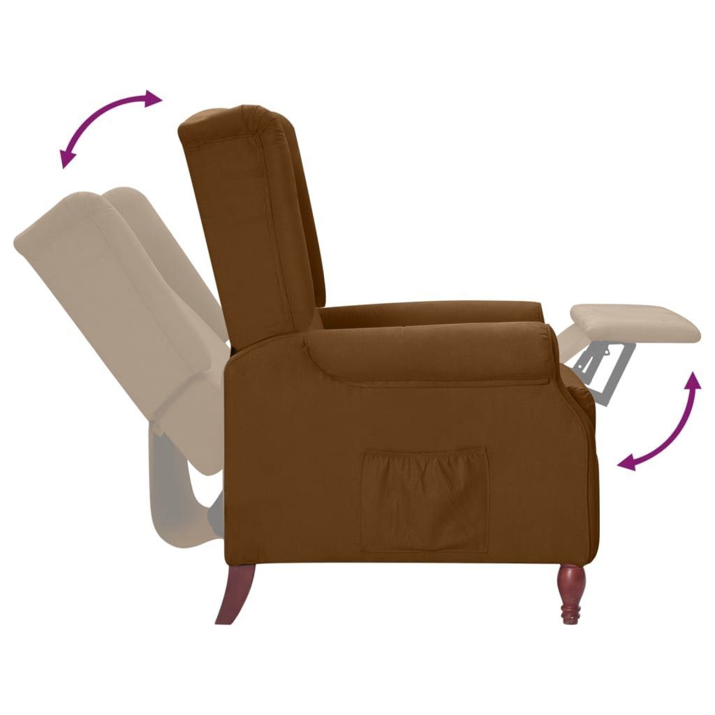 das Holzbeine, verstellbare Wohnzimmer DOTMALL Relaxsessel Sessel, Braun mit für Armsessel