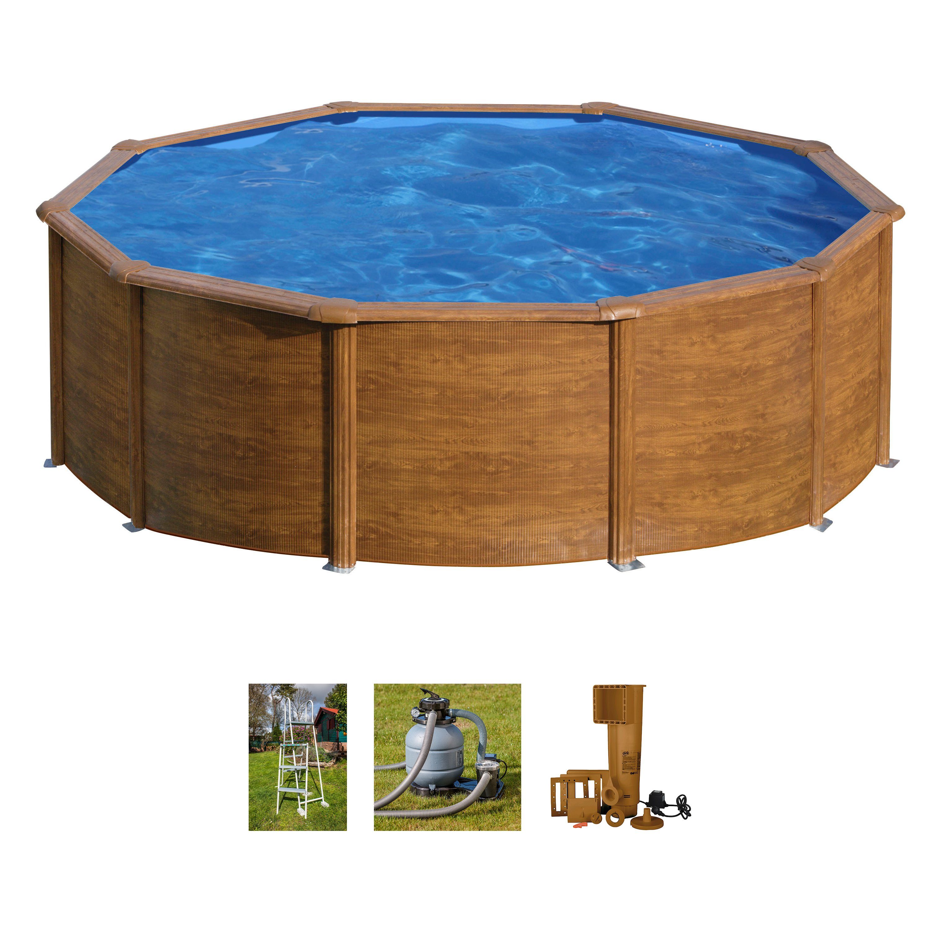 Gre Rundpool SICILIA inkl. Zubehör (Set, 4-tlg), Höhe: 120 cm, in versch. Größen erhältlich