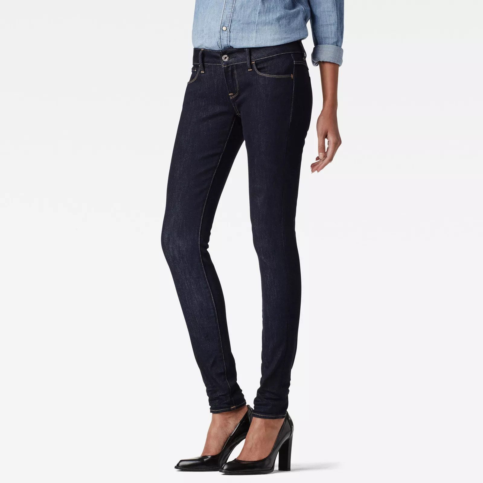 G-STAR Gerade Jeans RAW Damen Jeans Deconstructed Low Skinny 3301 5-Pocket Hose 30W/34L (1-tlg) Jeans Skinny 3301 Deconst Low Skinny wmn rinsed 30/34