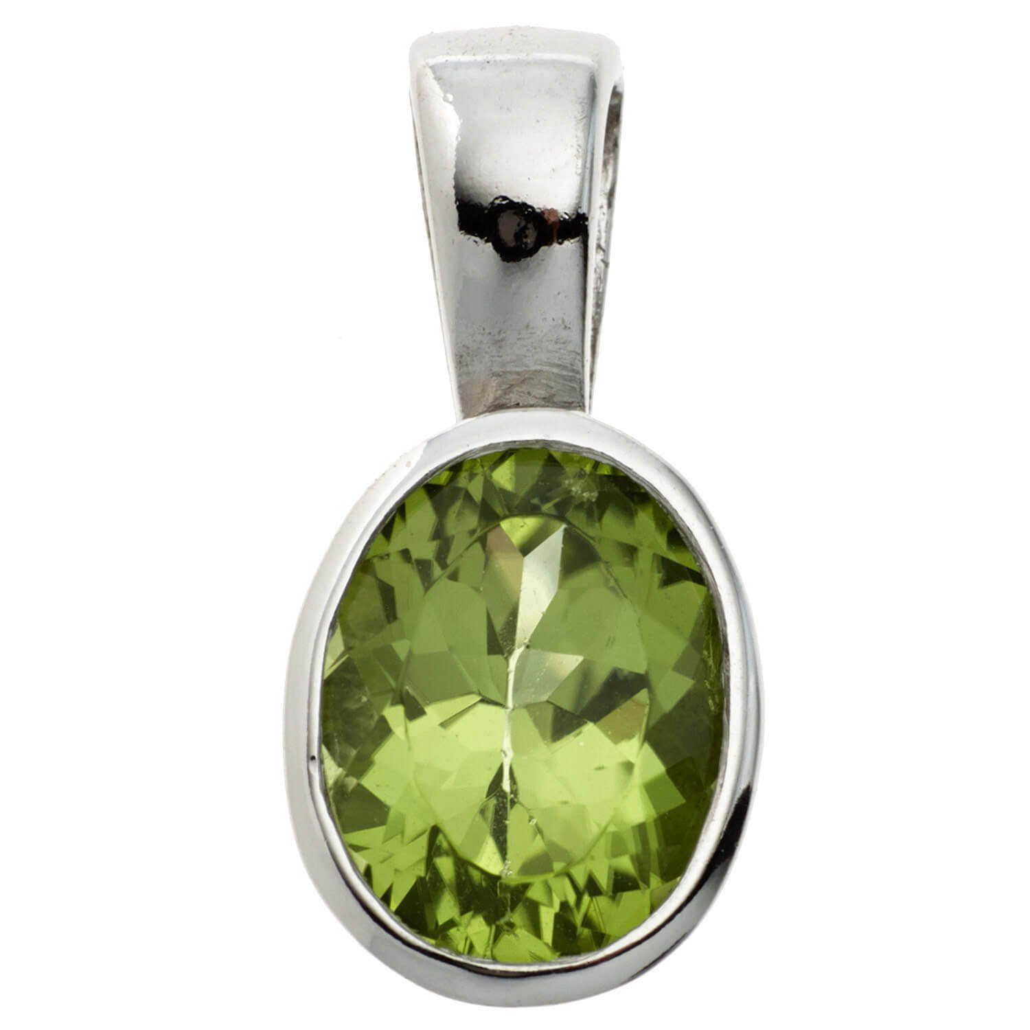 Schmuck Krone Kettenanhänger Anhänger mit Peridot grün & 925 Silber oval, S günstig online kaufen