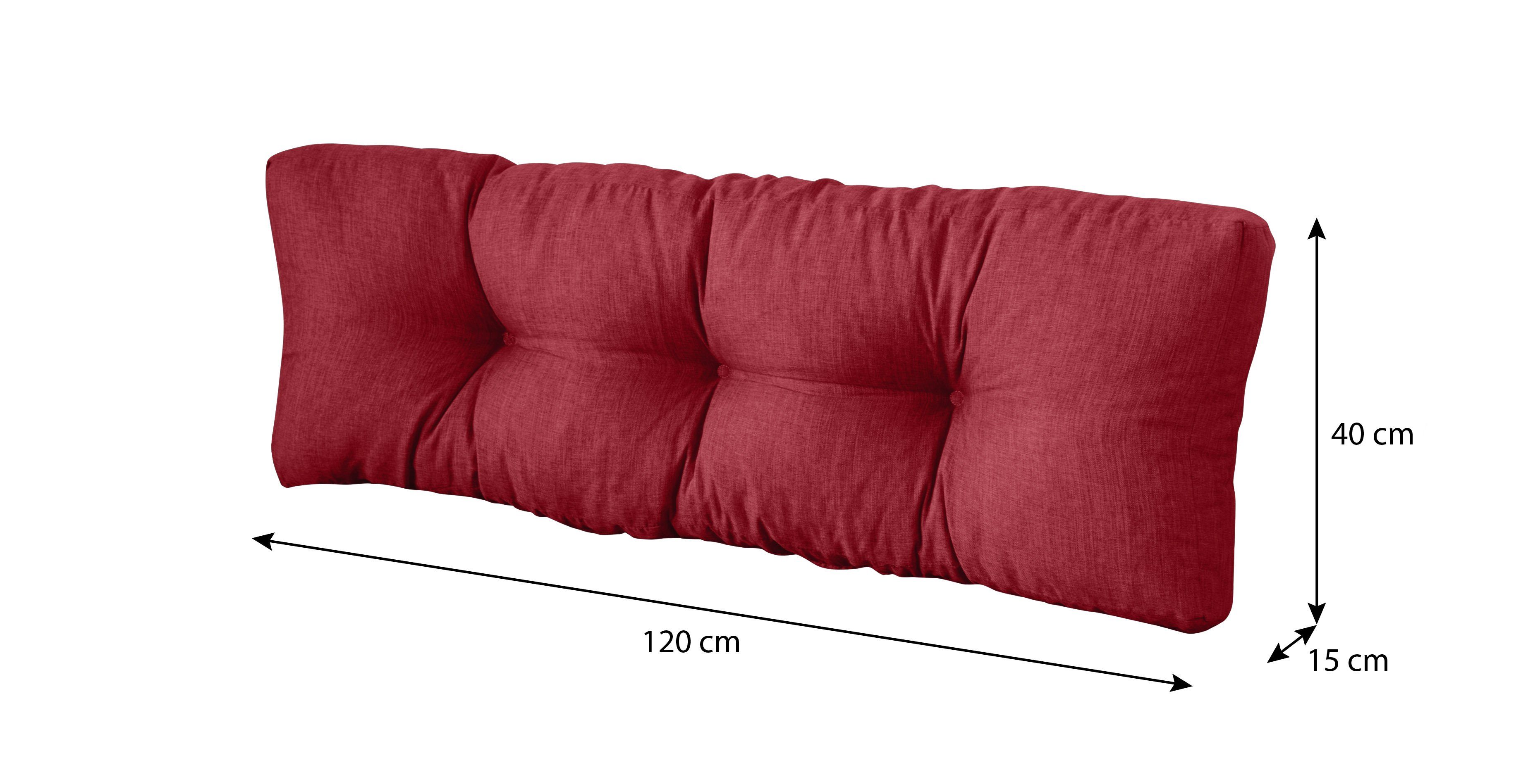 sunnypillow Rückenkissen Palettenkissen gesteppt Rückenkissen 120 x 40 x 15 cm, Rot