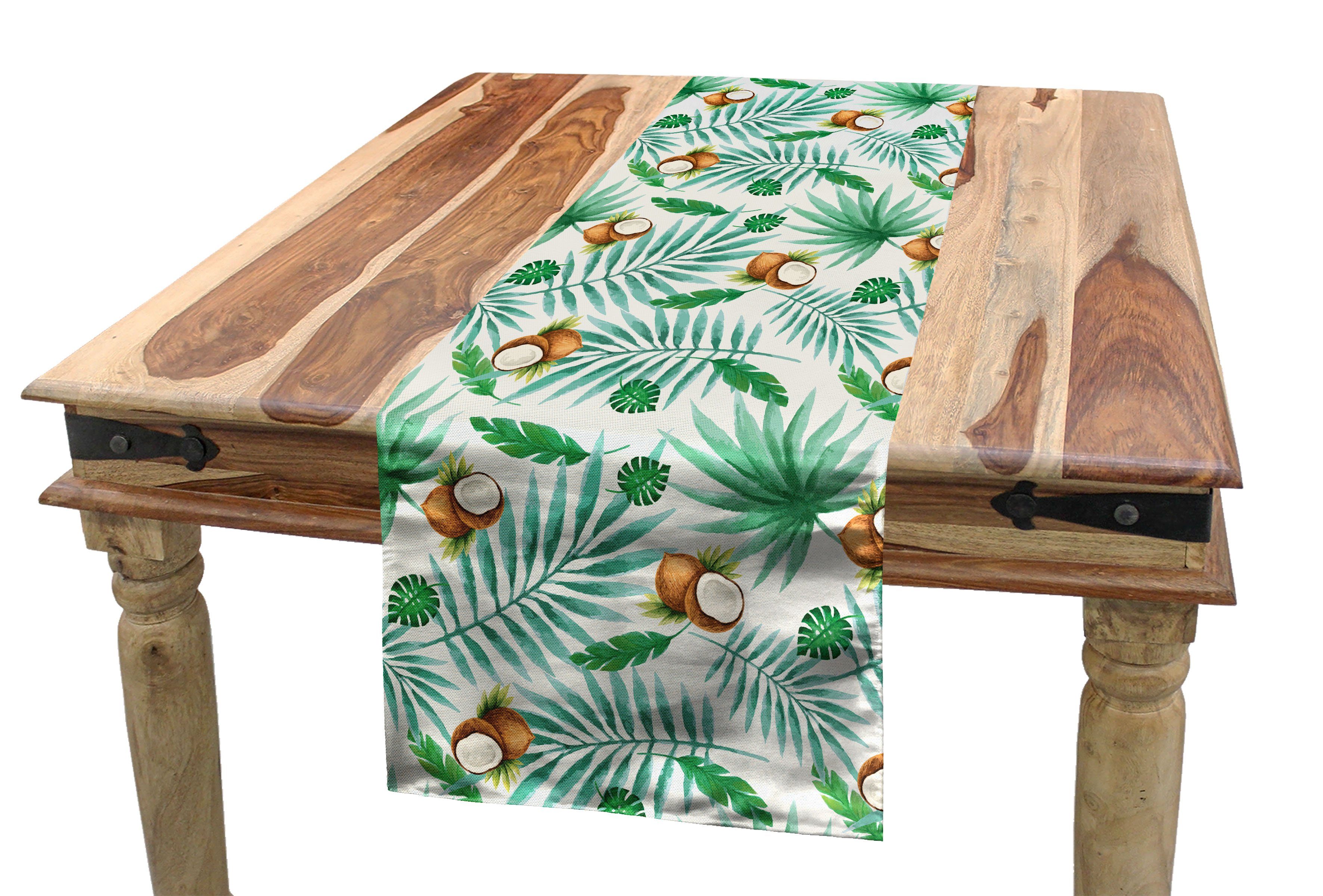 Aquarell Tischläufer Rechteckiger Coconut Aloha Küche Tischläufer, Abakuhaus Dekorativer Hawaii Esszimmer