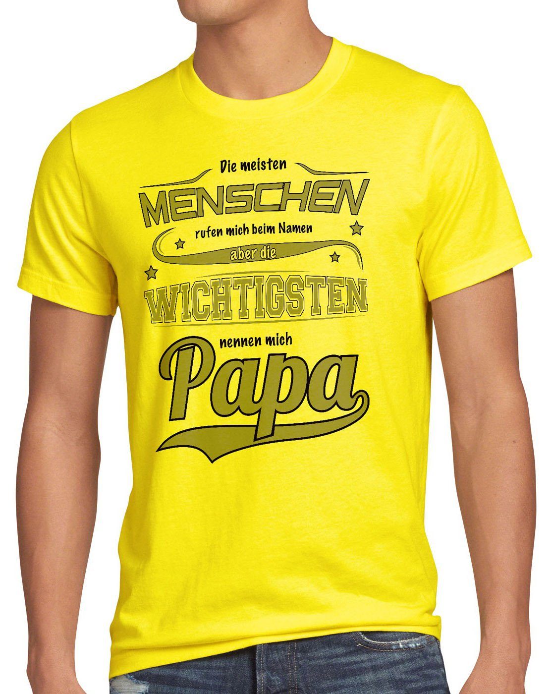 Namen Spruch Print-Shirt Papa Vater gelb style3 rufen Meisten Herren Fun T-Shirt Menschen wichtigsten
