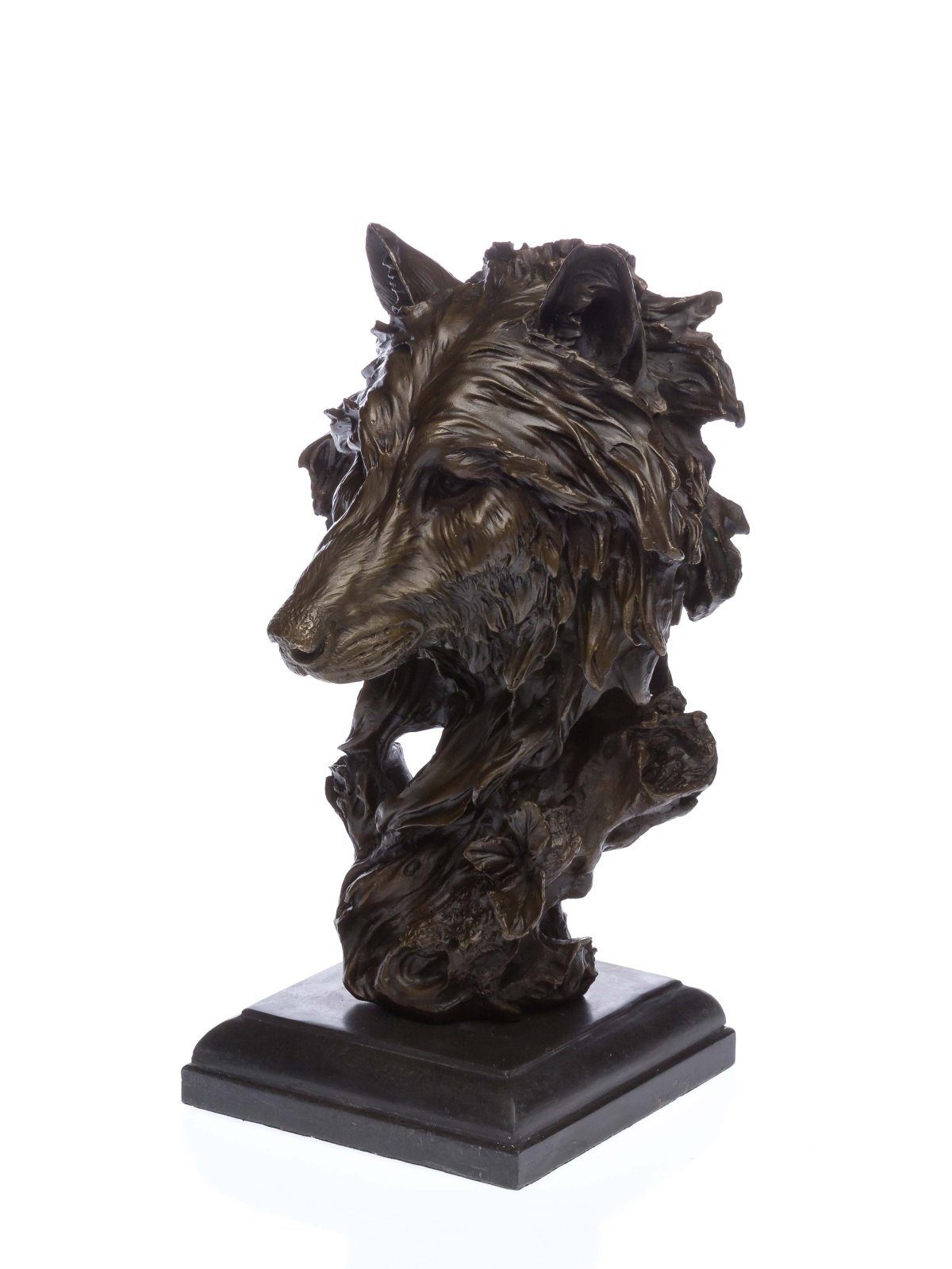 Wolf Bronze Bronzeskulptur Figur Antik-Stil Büste Aubaho Skulptur Kunst Skulptur 37cm