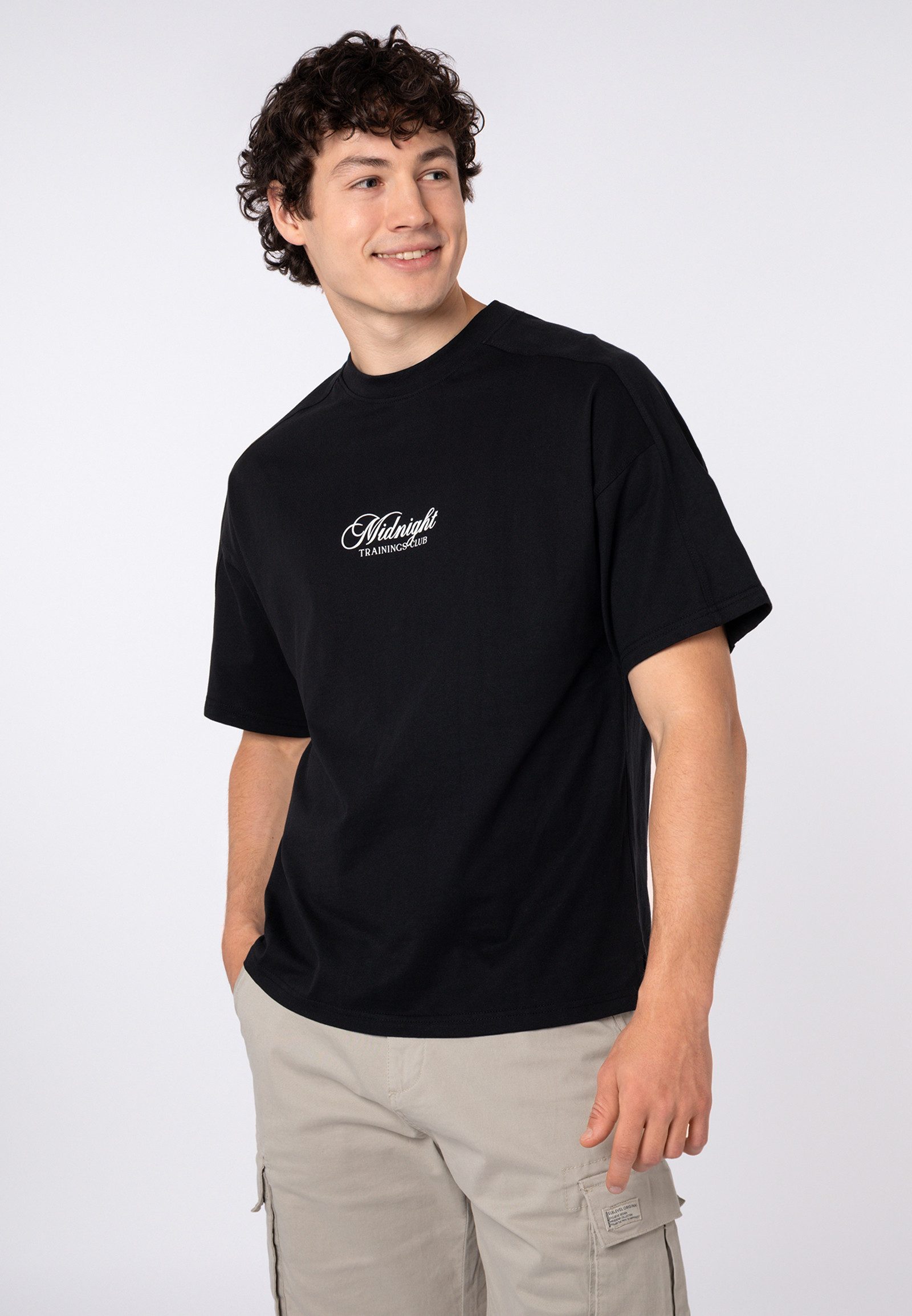 SUBLEVEL T-Shirt Herren Oversized T-Shirt mit Sports-Club-Print Baumwoll T-Shirt mit Front- und Backprint