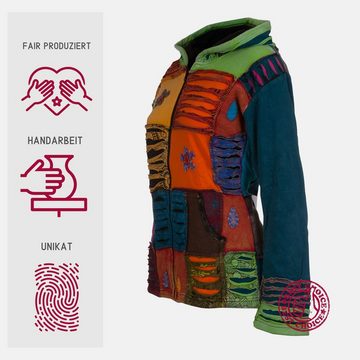 SPIRIT of NEPAL Strickjacke Damen mit Fleecefutter, Patchwork