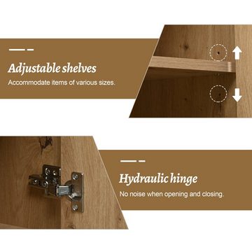 Sweiko Sideboard, Anrichte mit 3 Türen, 3 Schubladen und 1 großem Regal, Metallgriffe, 150*35*75,9cm