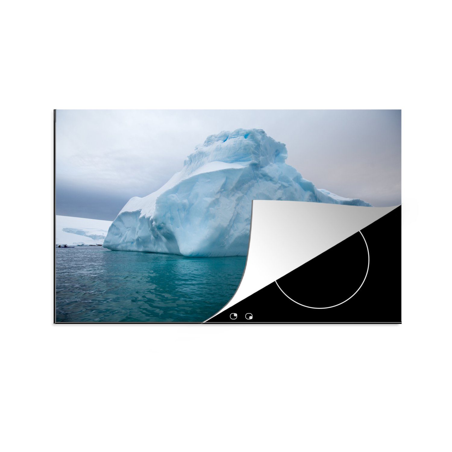 MuchoWow Herdblende-/Abdeckplatte Eisberg im Meer, Vinyl, (1 tlg), 81x52 cm, Induktionskochfeld Schutz für die küche, Ceranfeldabdeckung