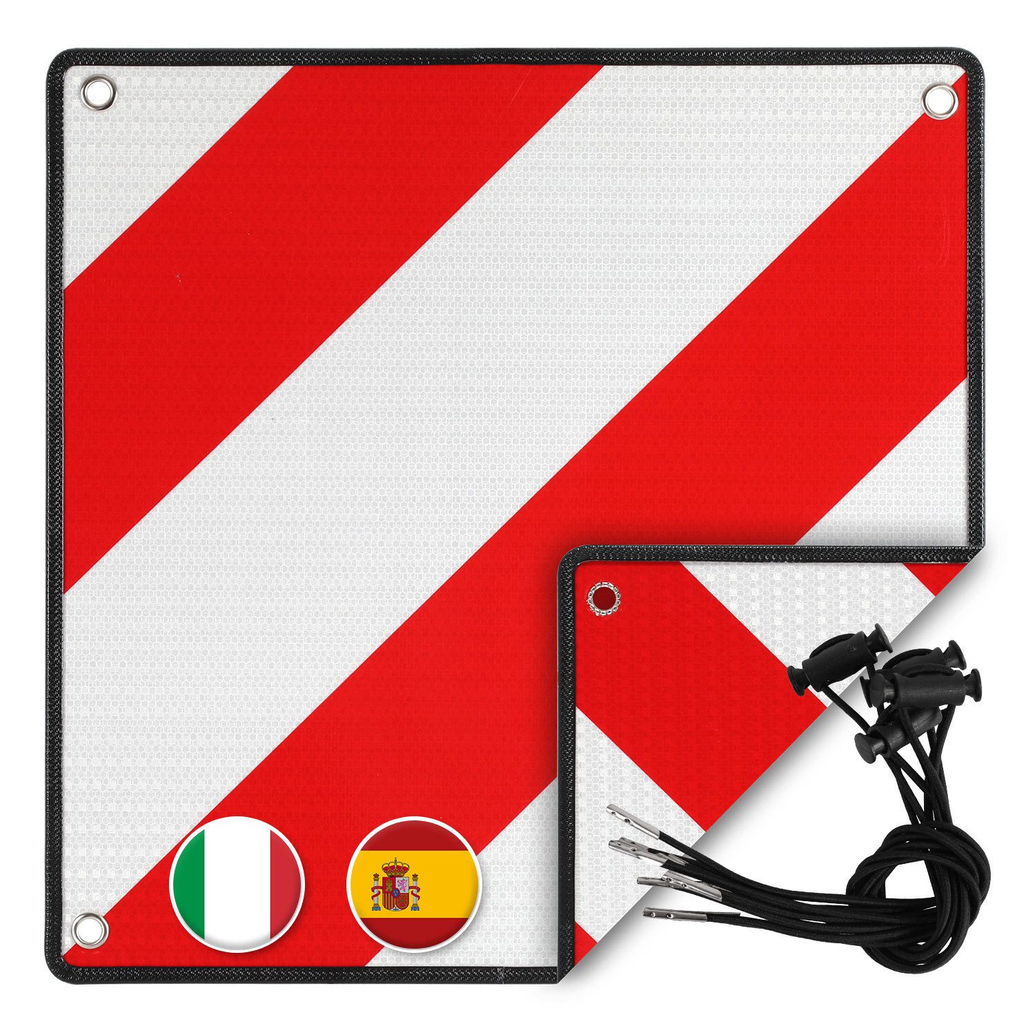 Clanmacy Warnschild 2in1 Warntafel Italien Spanien 50x50 cm Reflektierendes Warnschild, (9 St), 2 in 1 Italien und Spanien Warntafel