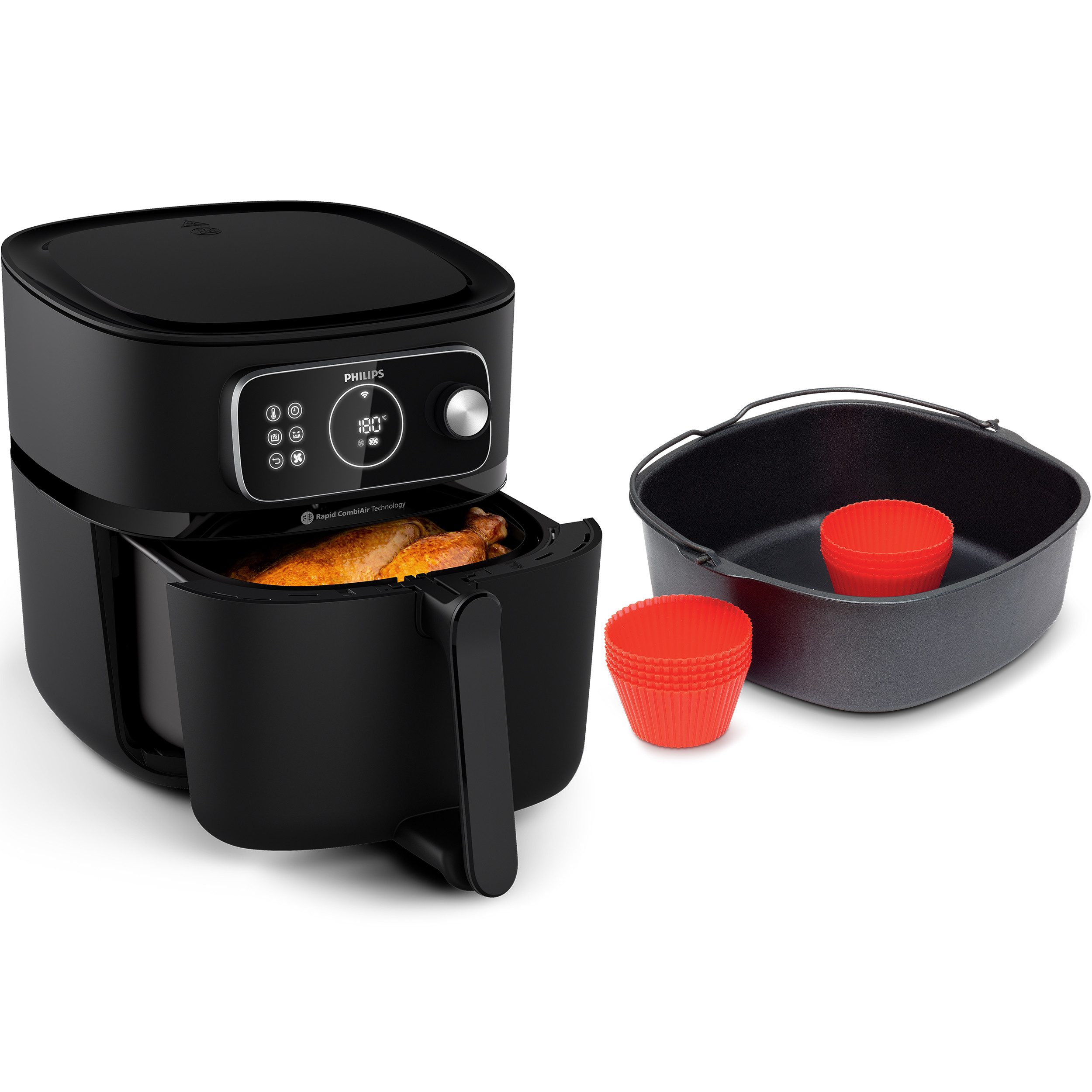 Heißluftfritteuse Airfryer XXL Kombi HD9876/90, mit 8,3 l, Rapid CombiAir Technologie