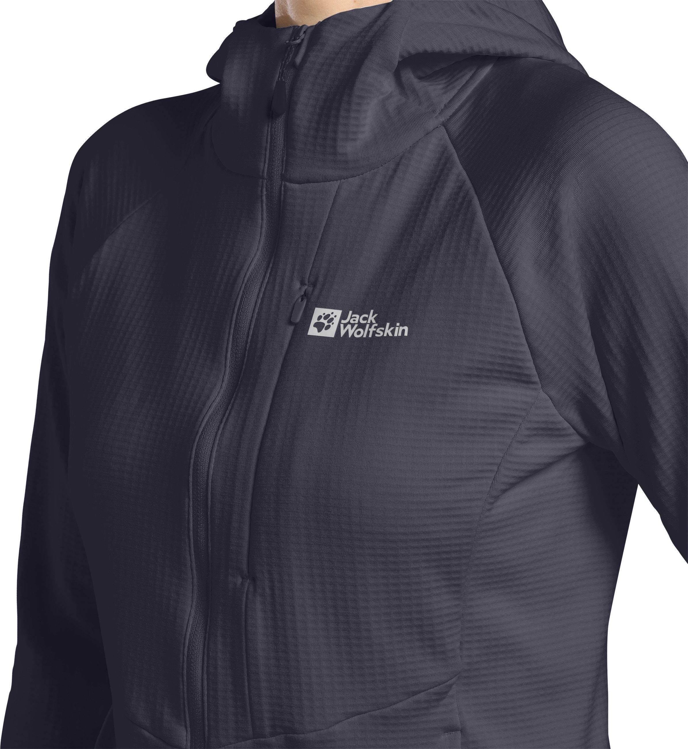 Jack Wolfskin Kapuzenfleecejacke KOLBENBERG HOODED FZ W atmungsaktiv, aus leichtem Gitterfleece, mit weichem Tragegefühl