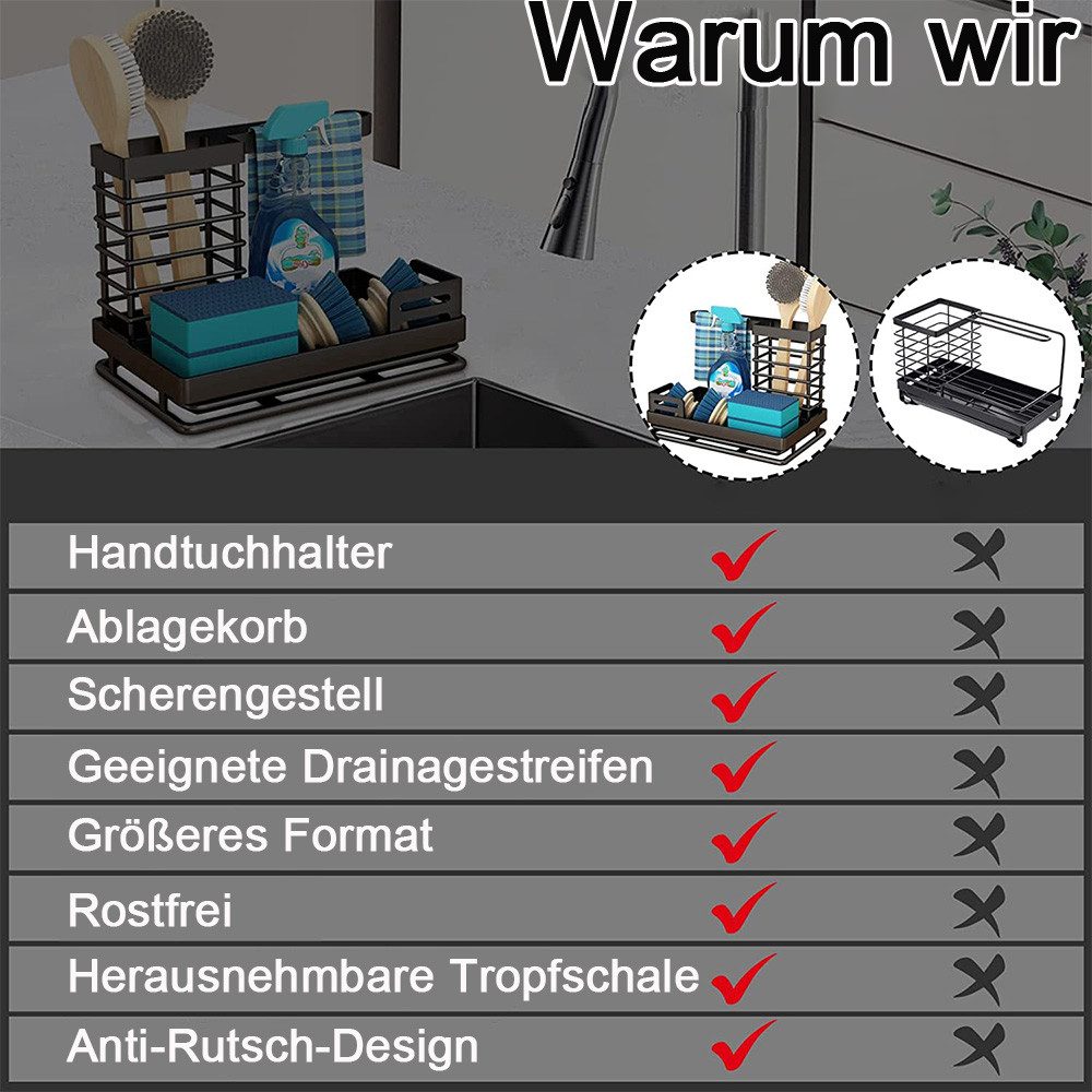 TUWENA Küchenorganizer-Set Spülbecken Organizer, Schwammhalter mit Abflusspfanne – Bild 4 von 4
