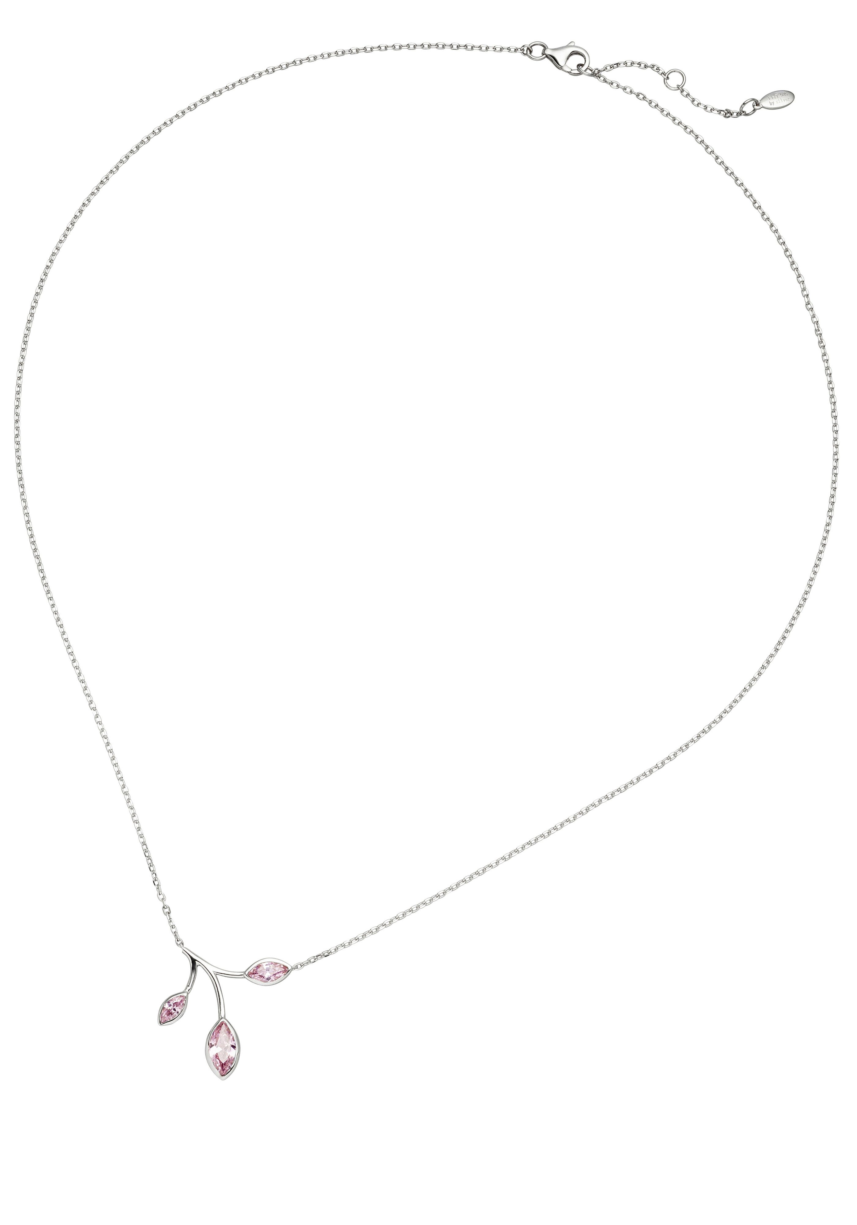 JOBO Kette mit Anhänger Halskette mit rosa Zirkonia, 925 Silber rhodiniert  45 cm