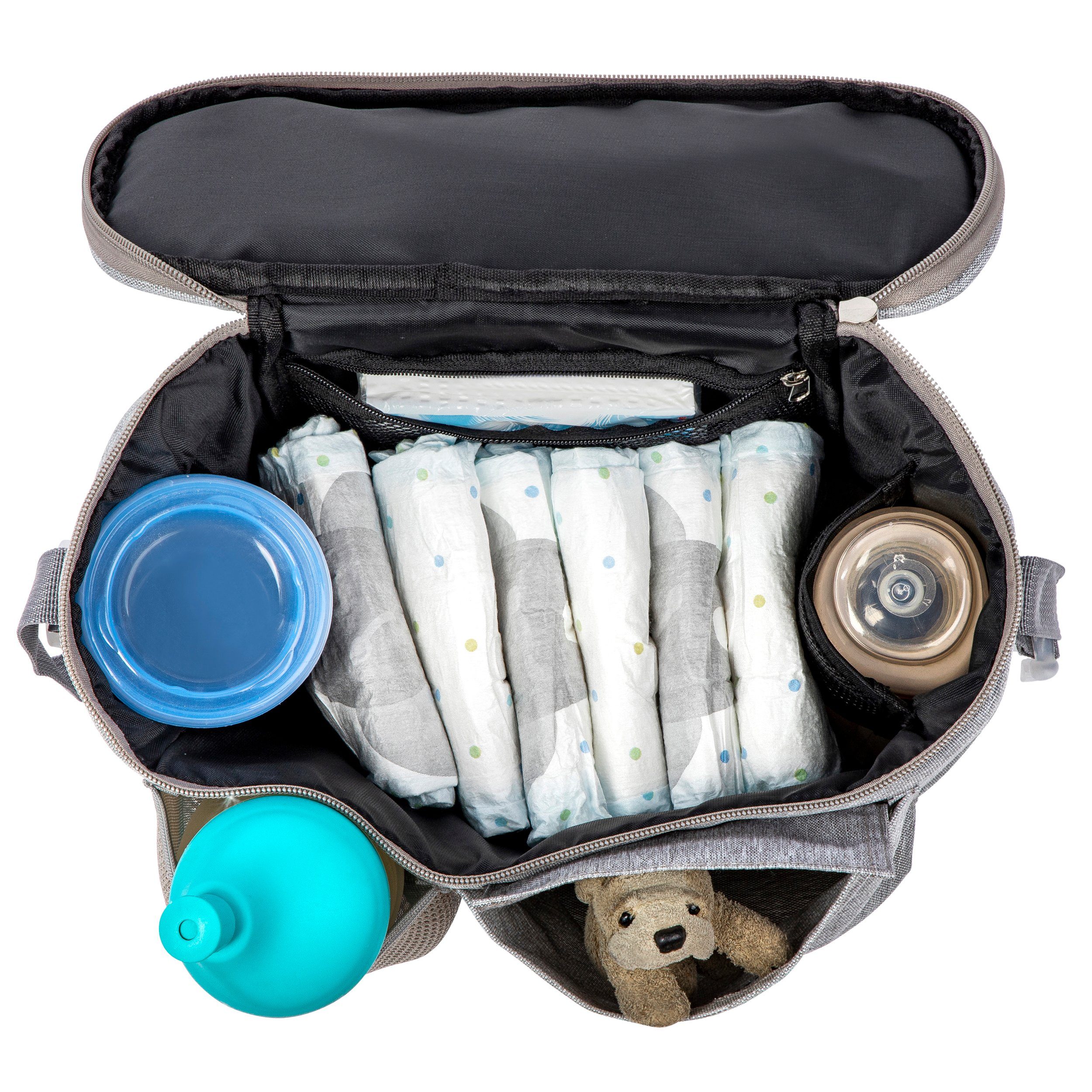 ONVAYA Kinderwagen-Tasche Kinderwagen Organizer, grau oder schwarz, Kinderwagentasche