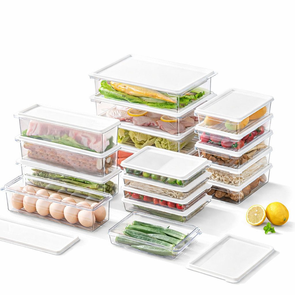 Creliv Frischhaltedose 4er Set luftdicht – Stapelbare Kühlschrankboxen mit Deckel, PET, (4-tlg), Stapelbar, BPA Frei