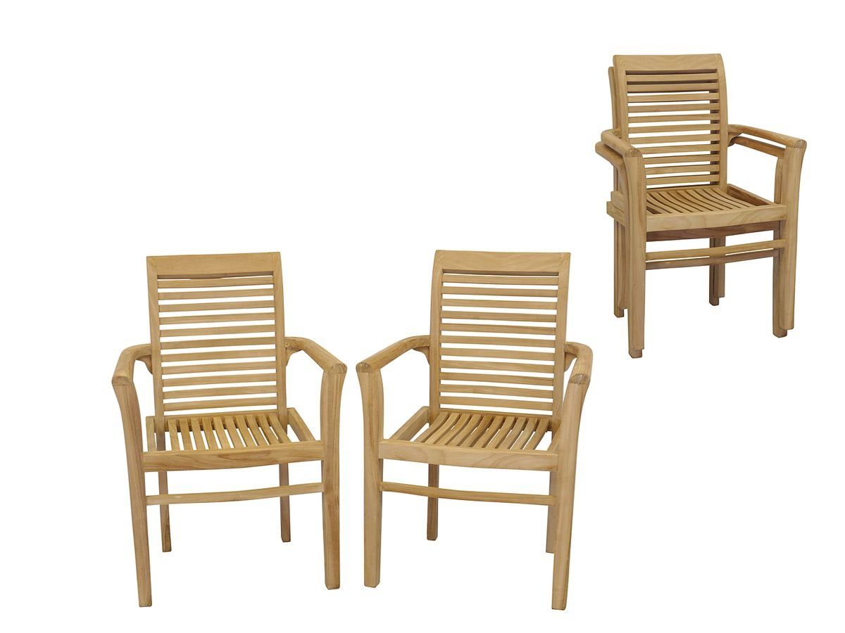 AFG Gartenstuhl Gartenstühle Stapelstühle 2er Set massiv Teak (2 St