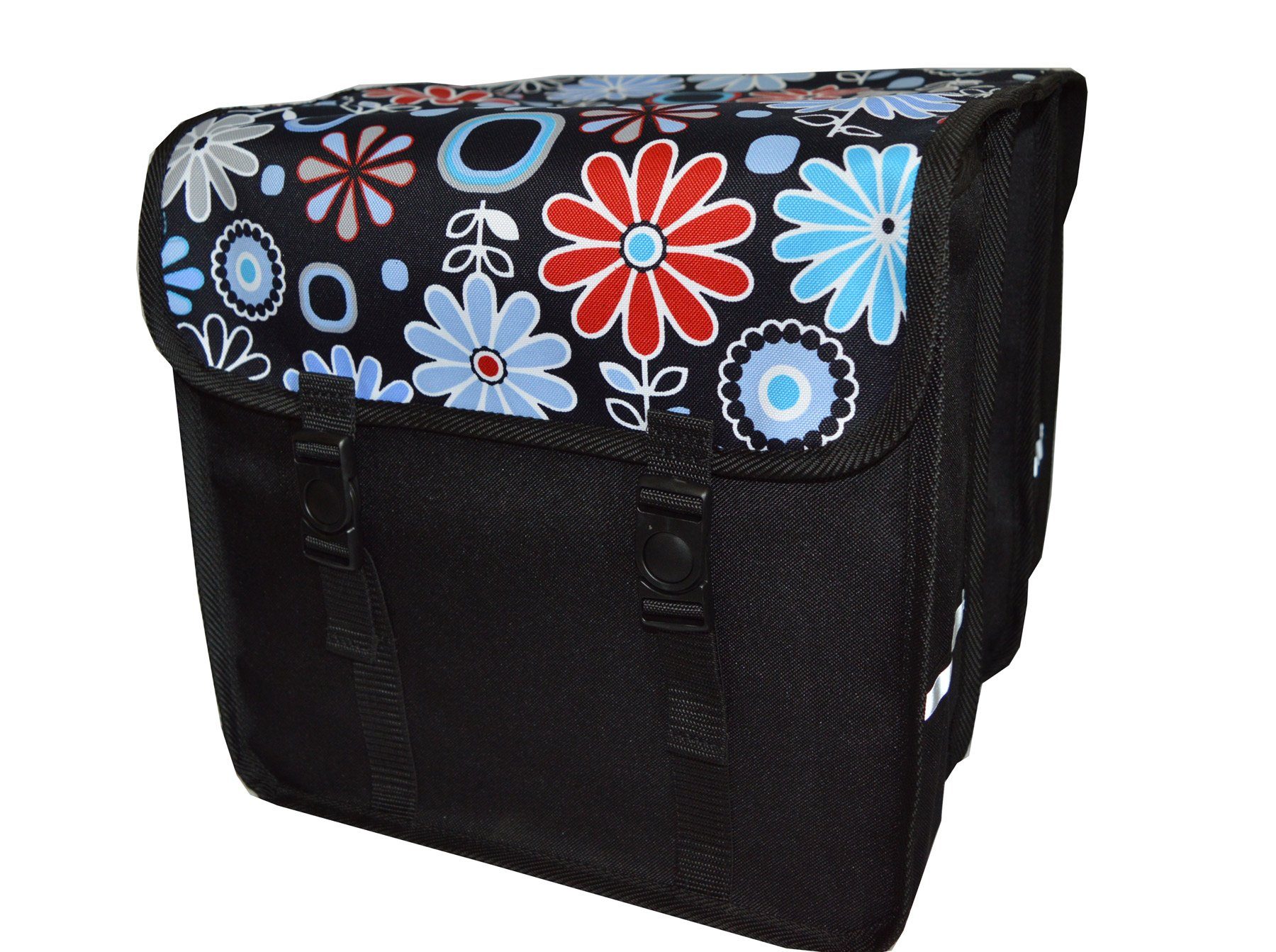 Aves-24 Fahrradtasche FAHRRADTASCHE Satteltasche Gepäckträgertasche Doppel Fahrrad 26" 28", 15. Duo Blumen (blau)