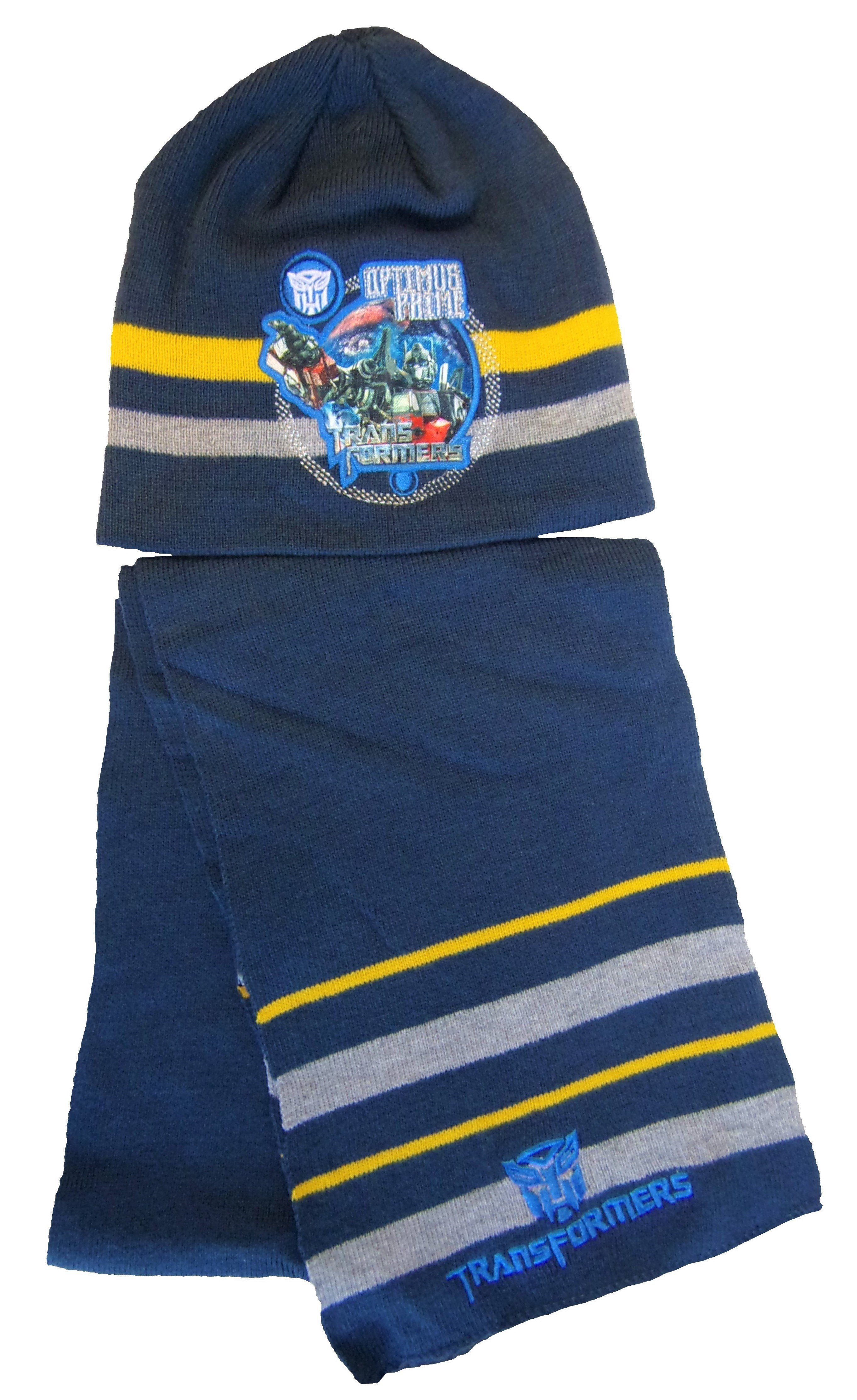Transformers Strickmütze Transformers Mütze und Schal Set für Kinder Dunkel (Set, 2-St., 1 Schal und 1 Mütze)