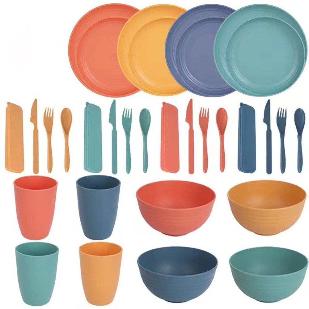 Tafelservice Geschirr Set,Teller Set, Camping Geschirr Set Unzerbrechliche Picknick