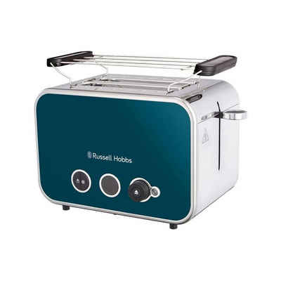 RUSSELL HOBBS Toaster Distinctions 26431-56 Edelstahl Ocean Blue, 2 Schlitze, für 2 Scheiben, 1600 W, extra breite Toastschlitze, Retro Design