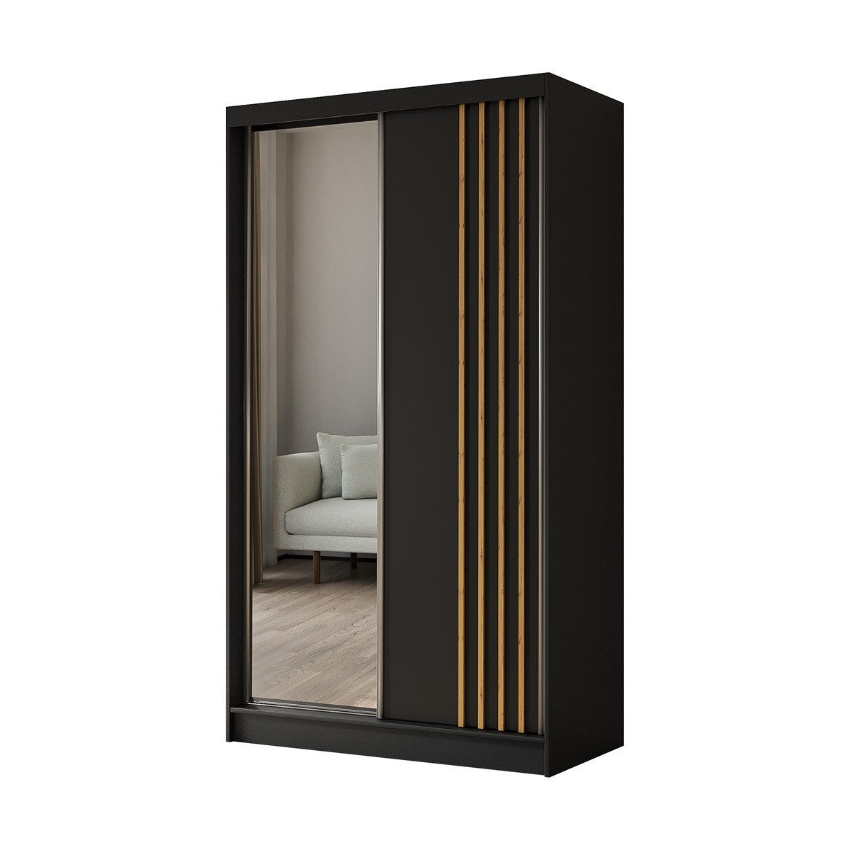 Compleo Schwebetürenschrank mit Lamellen MALTA, Garderobenschrank, günstig online kaufen