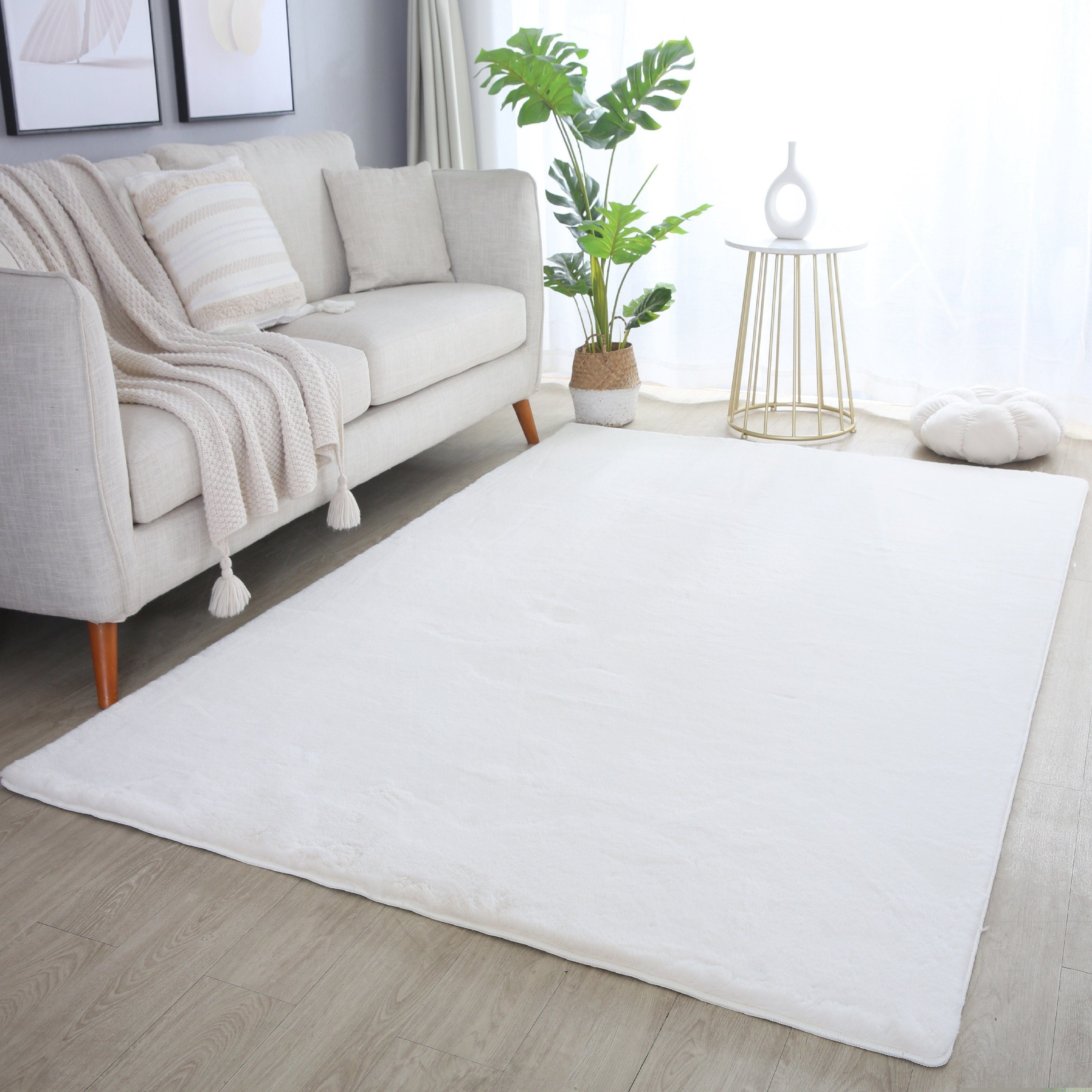 Ayyildiz Teppiche Hochflor-Teppich POUFFY 5100, rechteckig, Höhe: 20 mm, Läufer, weicher glatter Softflor, Kaninchen Fell Haptik, waschbar
