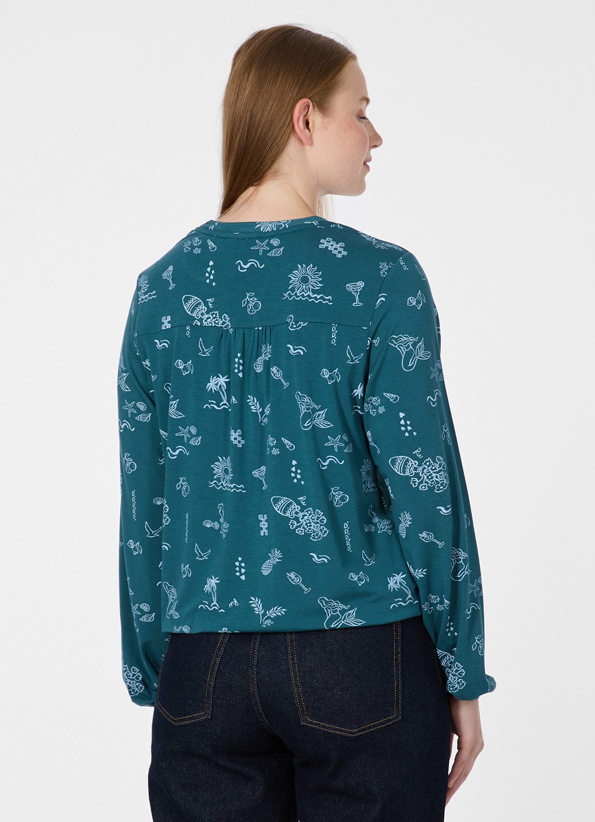 Ragwear Langarmshirt SANTICA PRINT Viskosemischung mit Gummizug und Allover-Print