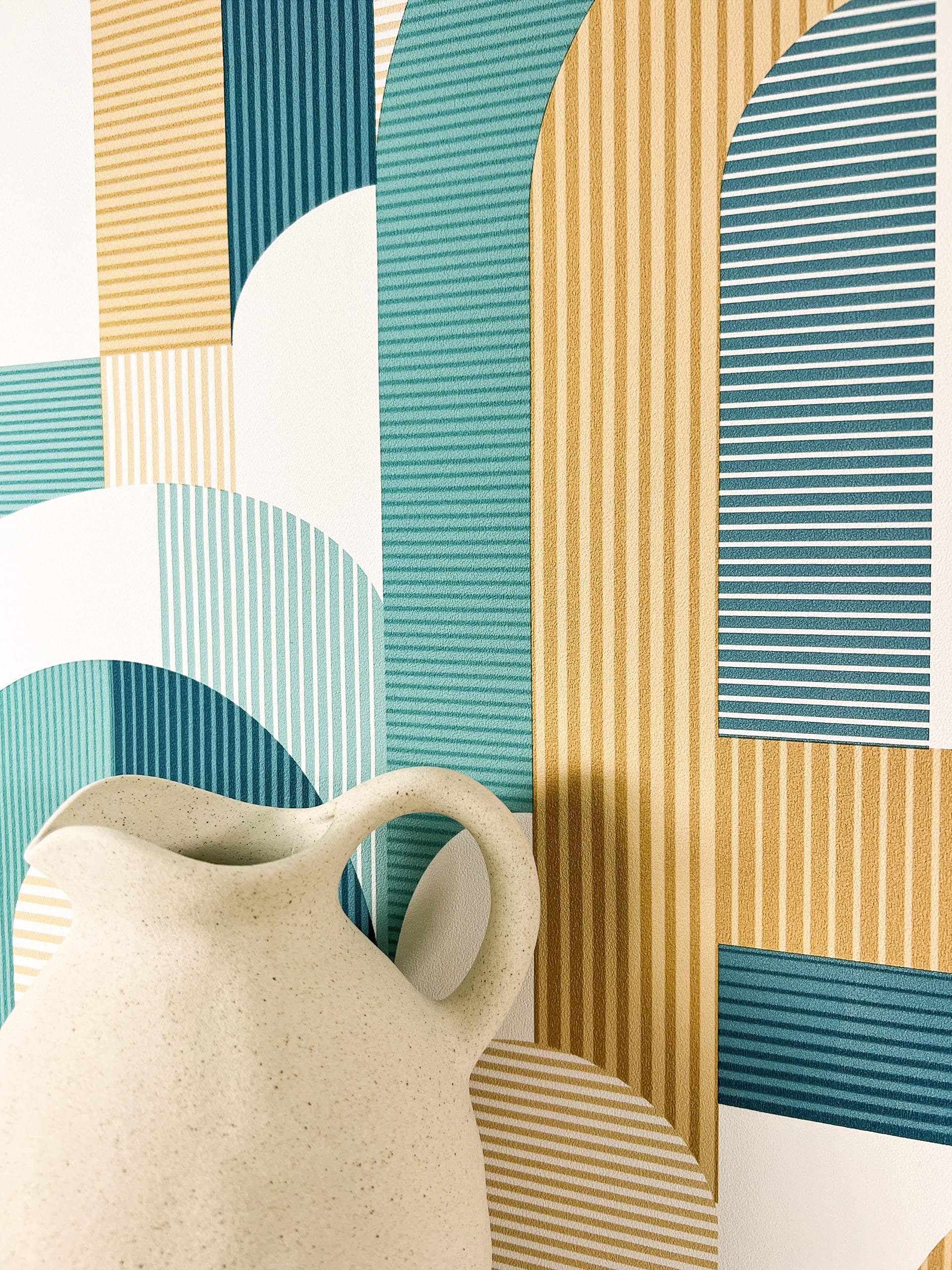 Newroom Vliestapete, Blau Tapete Modern Streifen günstig online kaufen