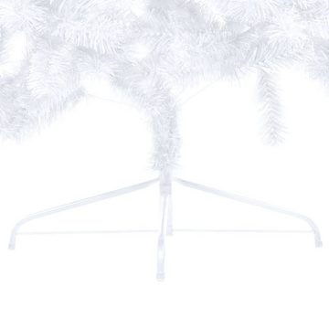 vidaXL Künstlicher Weihnachtsbaum Künstlicher Halber Weihnachtsbaum mit LEDs Kugeln Weiß 120 cm