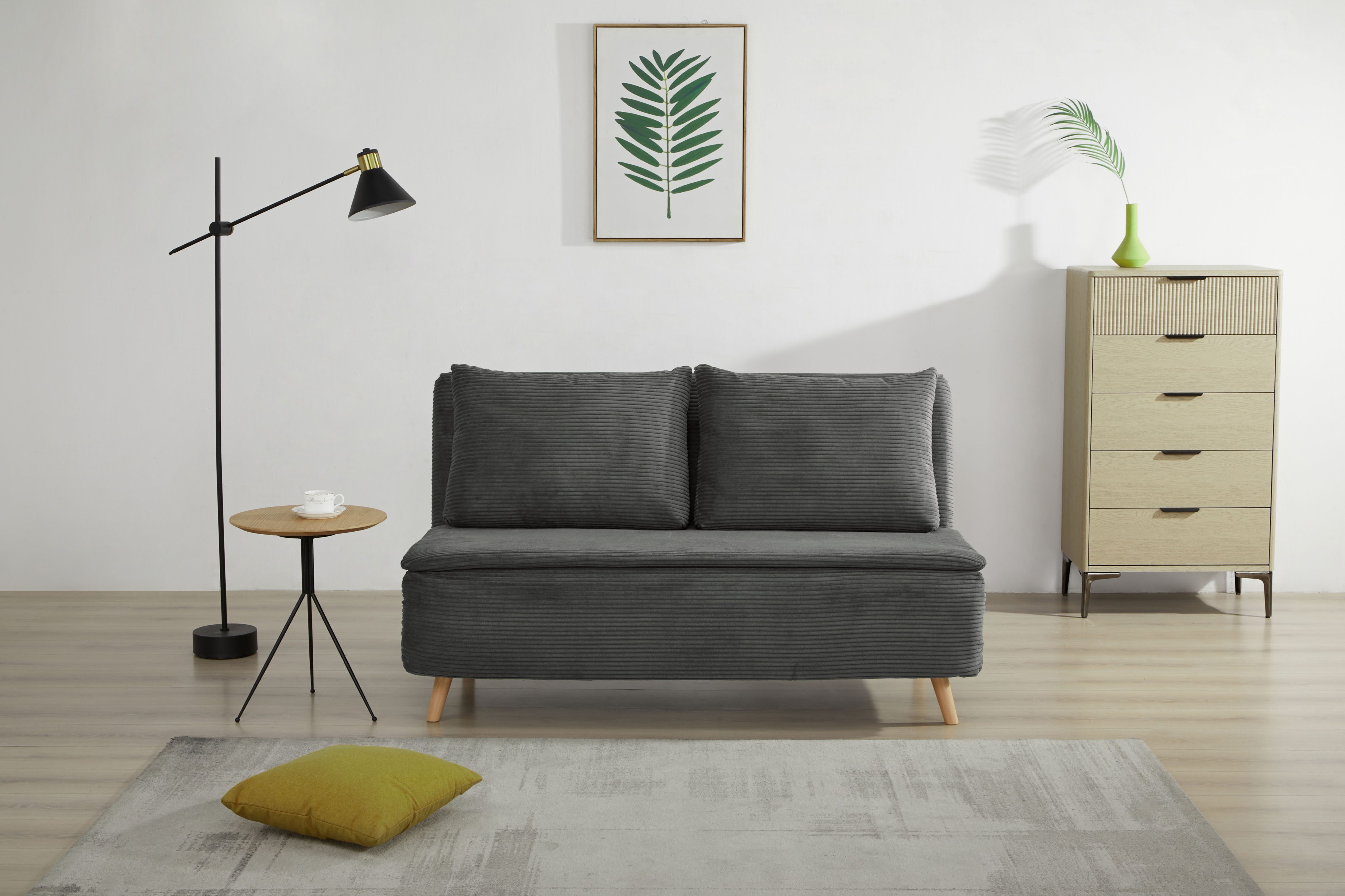 Home affaire Schlafsofa AINSLEY 140 cm -2-Sitzer, verstellbare Rückenlehne, wandelbar zum Gästebett, Relaxsofa, Webstoff u. Cord-Bezug