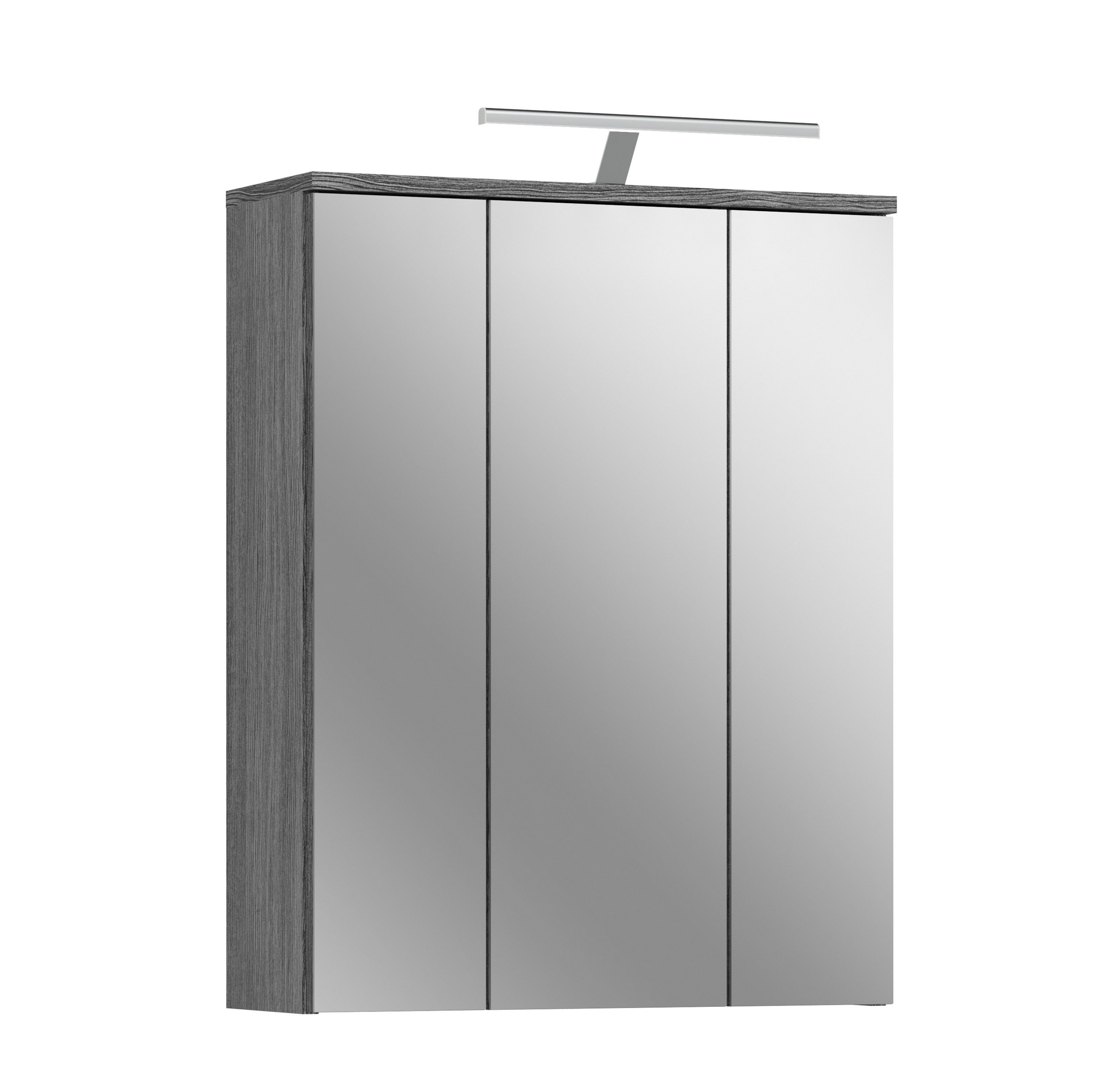 furnling Badezimmerspiegelschrank Blaine Breite 60 cm, 3 Türen, 9 Fächer, mit Beleuchtung, Badschrank