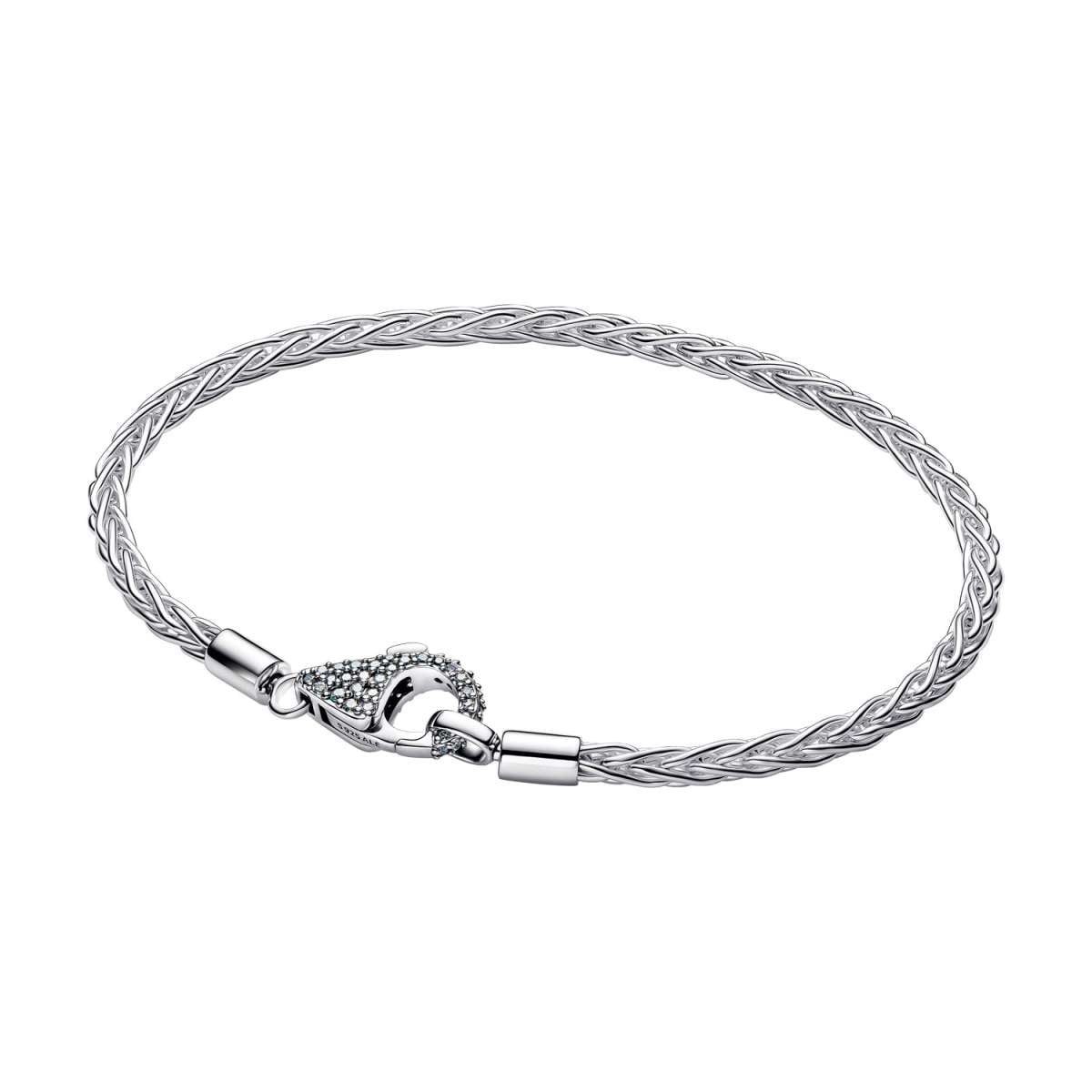 Pandora Silberarmband 594462C01, Damenarmband Silber Fuchsschwanz mit Pavé-Verschluss