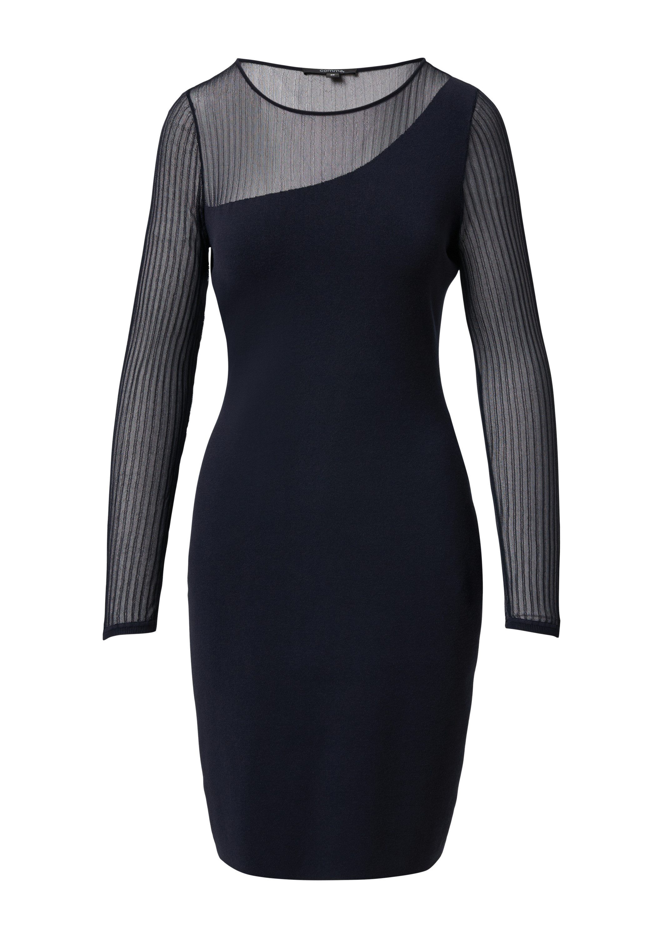 comma Minikleid Kleid Schmal geschnittenes Strickkleid mit Transparenz-Effe günstig online kaufen