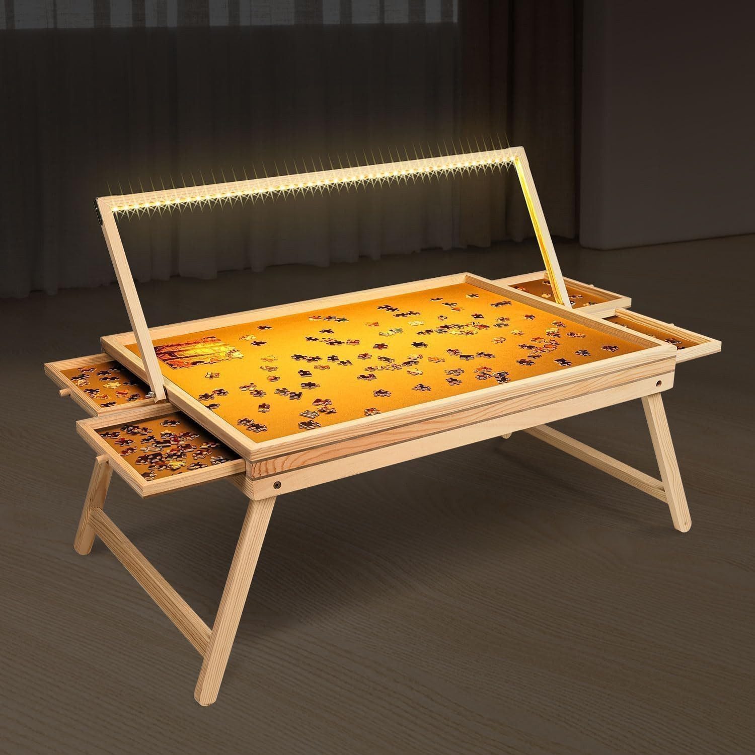 habeig Puzzlematte Puzzlebrett Puzzletisch für 1.000 Teile mit Licht Puzzle günstig online kaufen