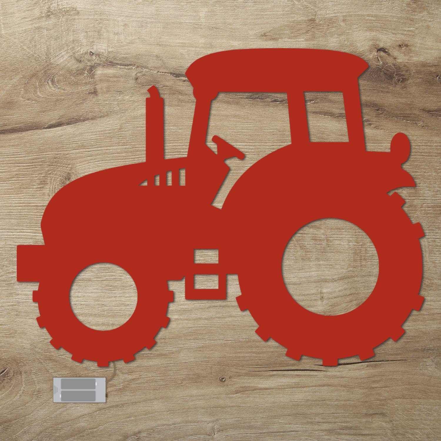 Traktor Kinderzimmer, Deko Zugschalter, LED Ohne Dekolicht LED Warmweiß integriert, LED Holz fest Namofactur Rot
